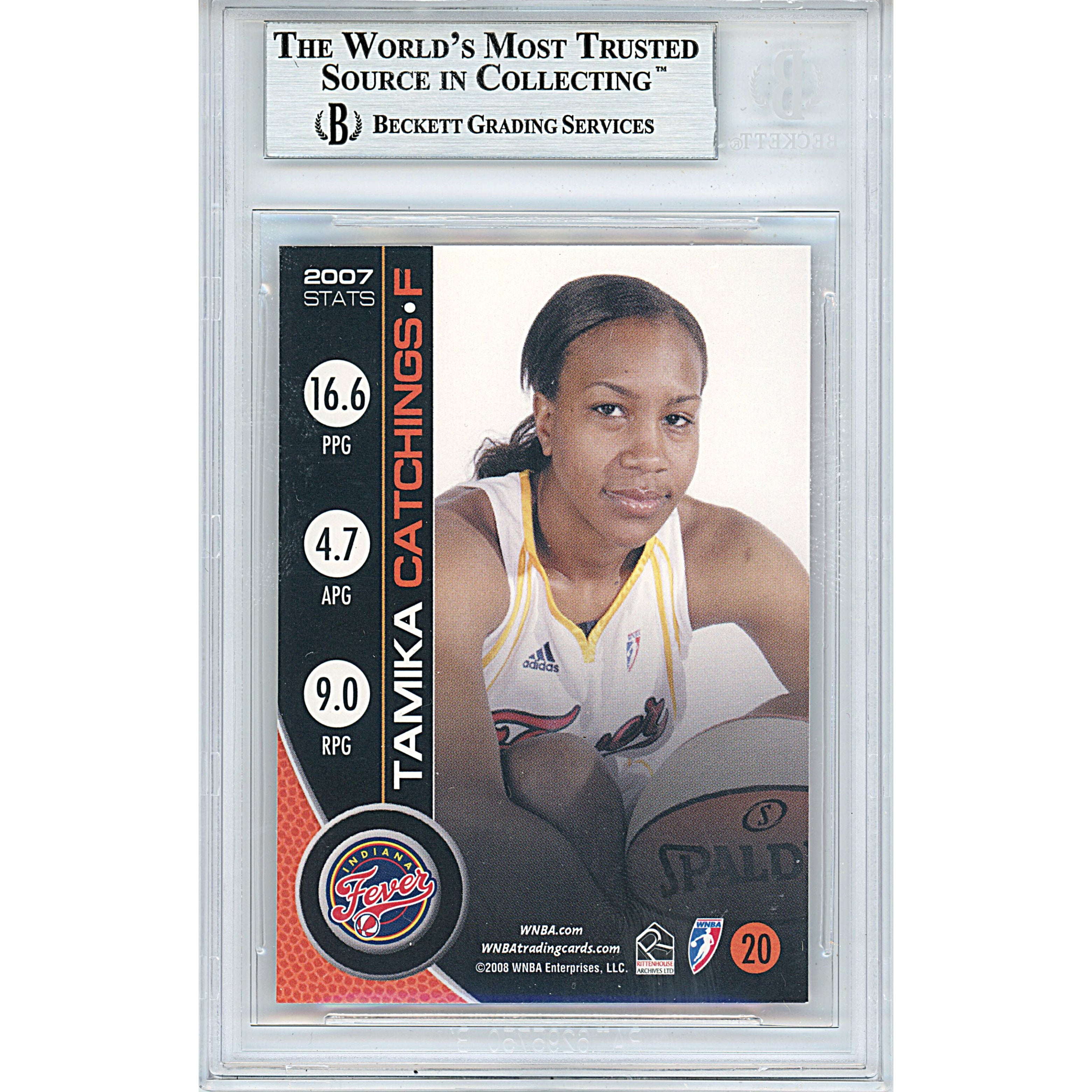 Tamika Catchings signed trading card – signature close-up – Beckett COA