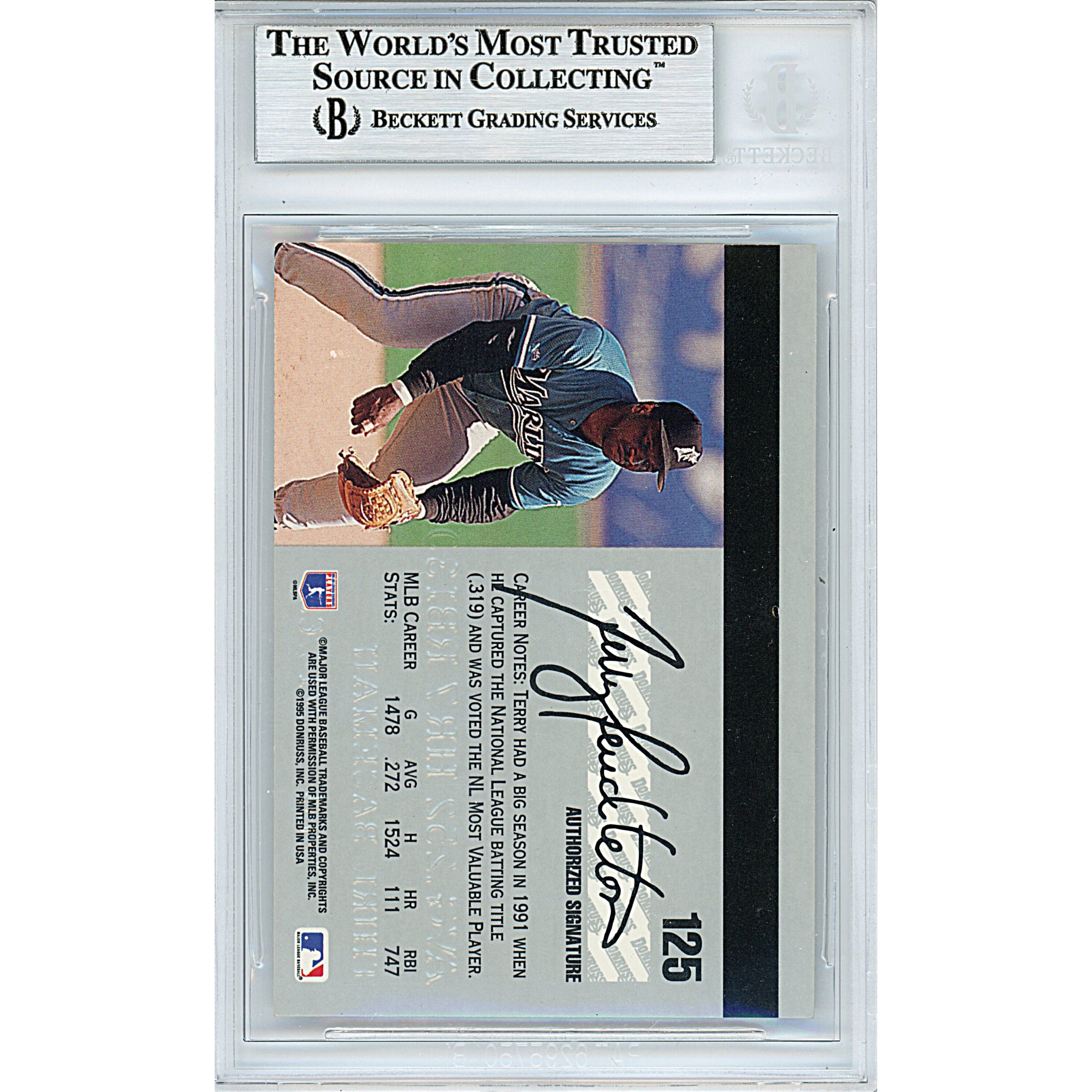 Terry Pendleton trading card autograph – angled display – Beckett COA
