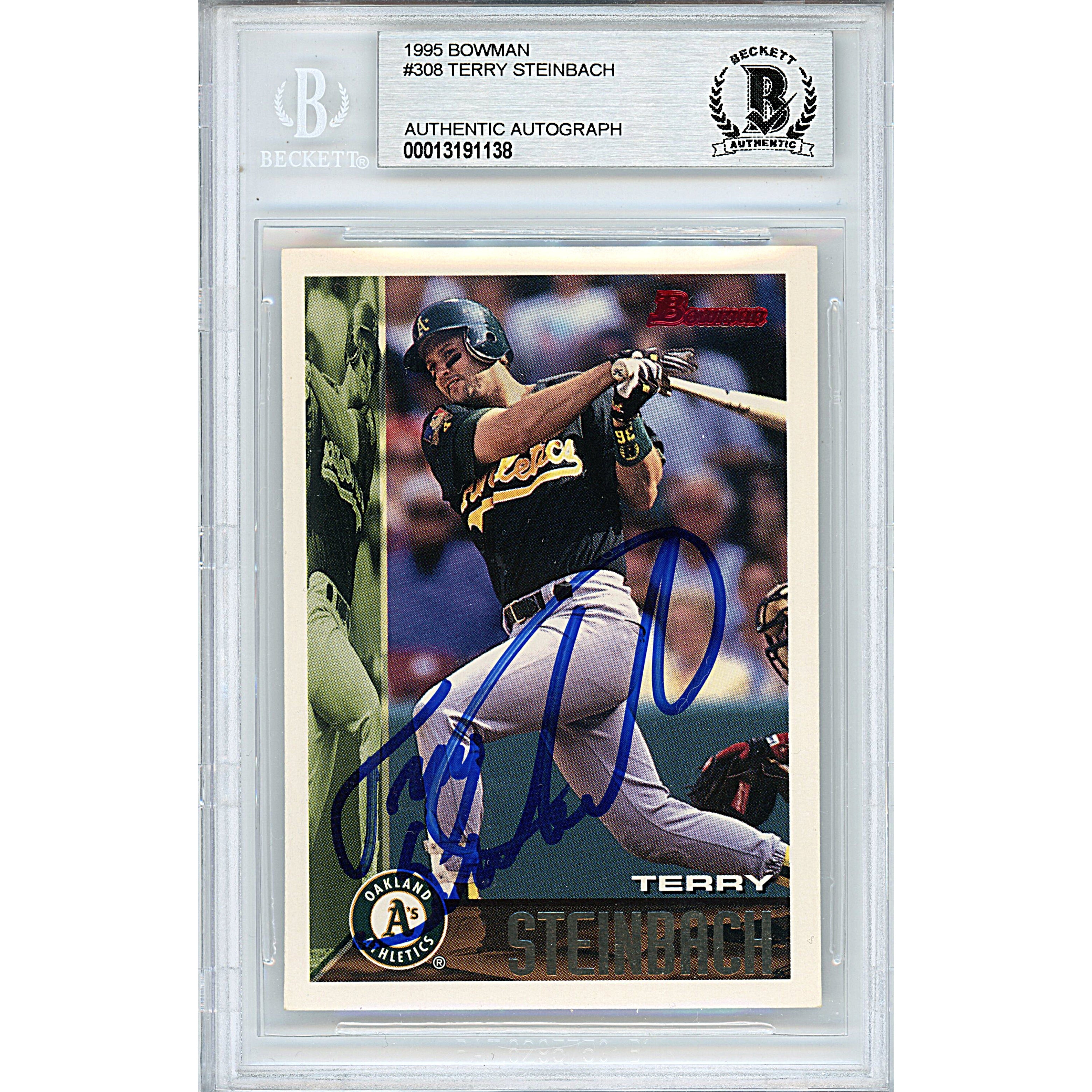 Terry Steinbach autographed trading card – full view – Beckett COA