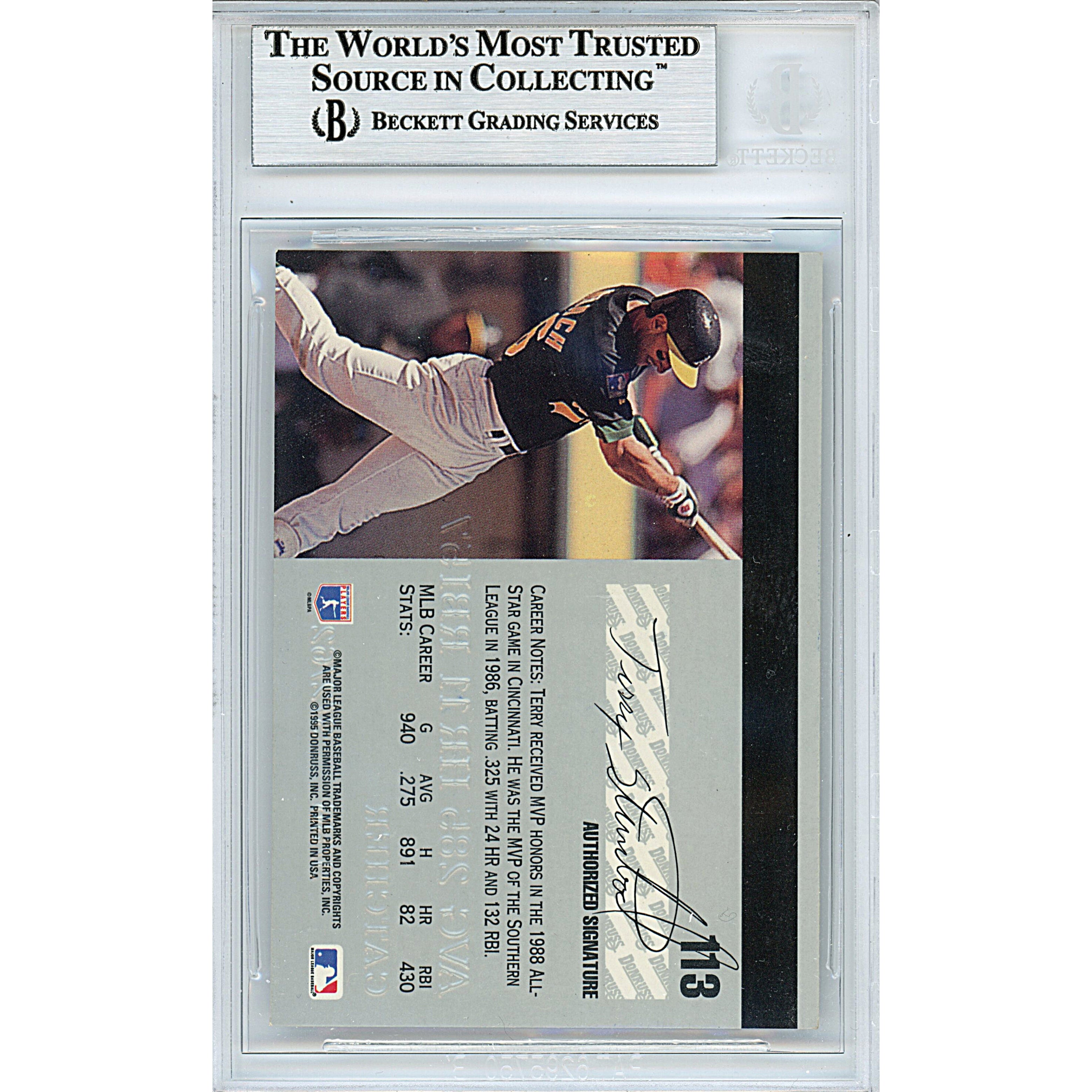 Terry Steinbach trading card autograph – angled display – Beckett COA