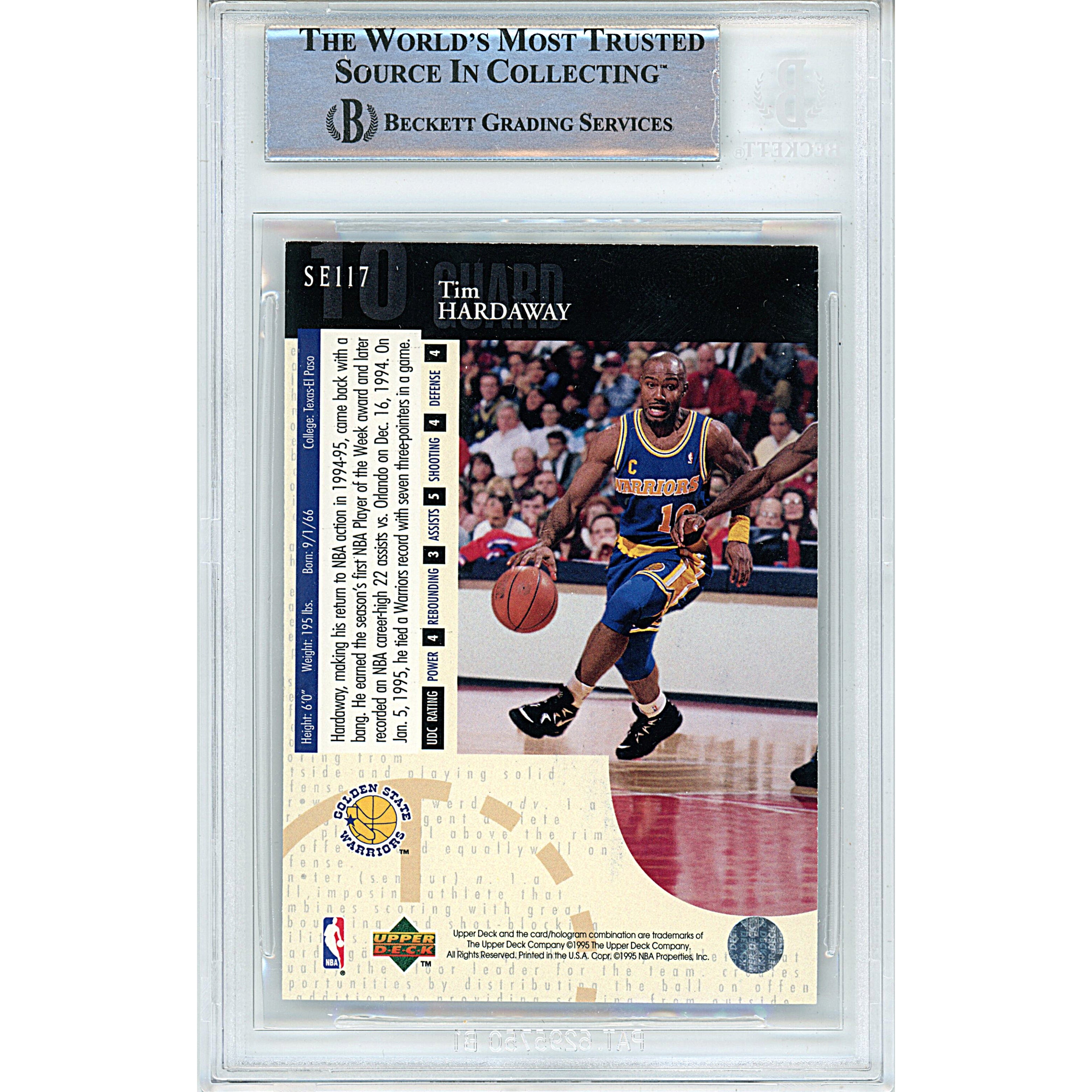 Tim Hardaway signed trading card – signature close-up – Beckett COA