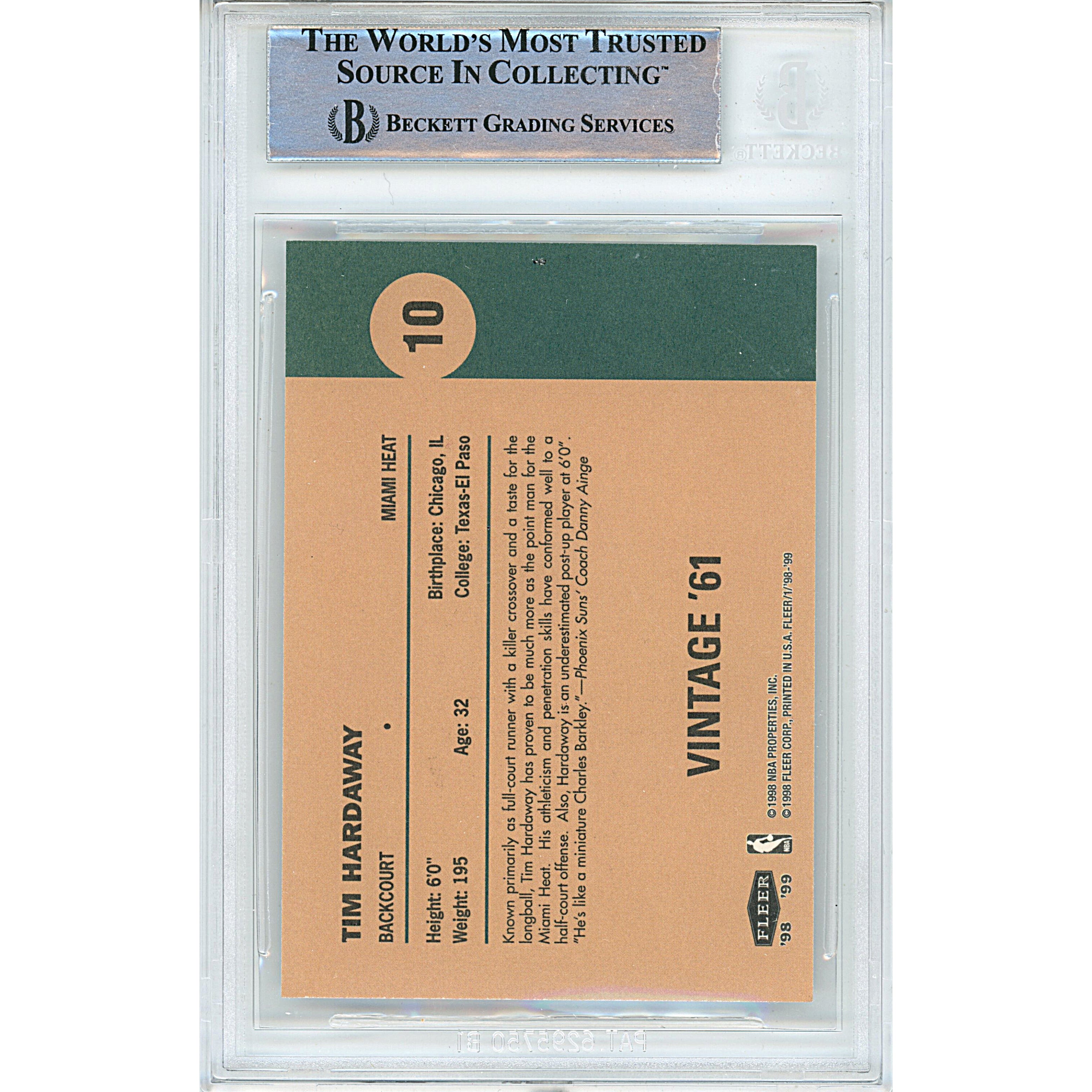 Tim Hardaway auto trading card – authentication sticker – Beckett COA