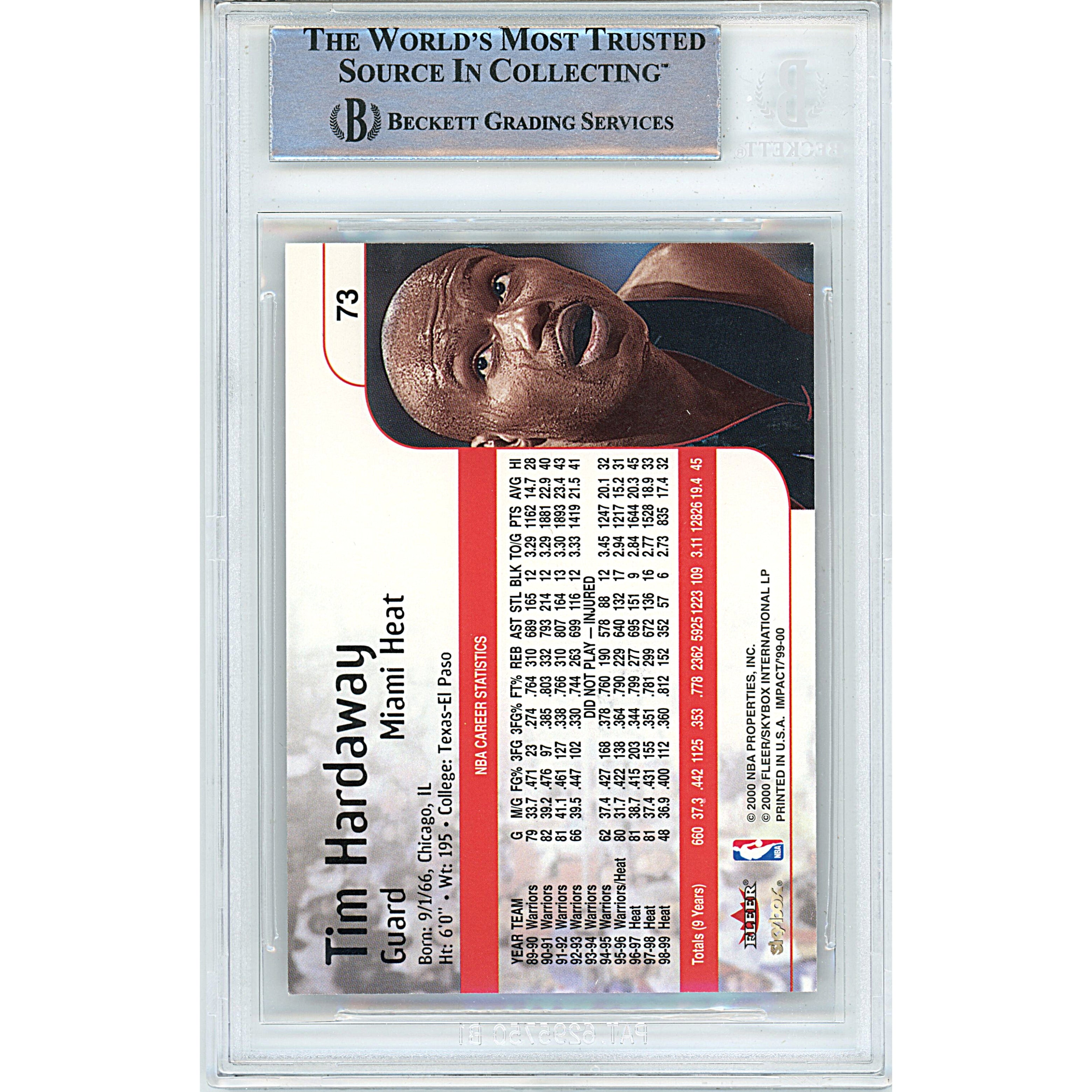 Tim Hardaway auto trading card – authentication sticker – Beckett COA