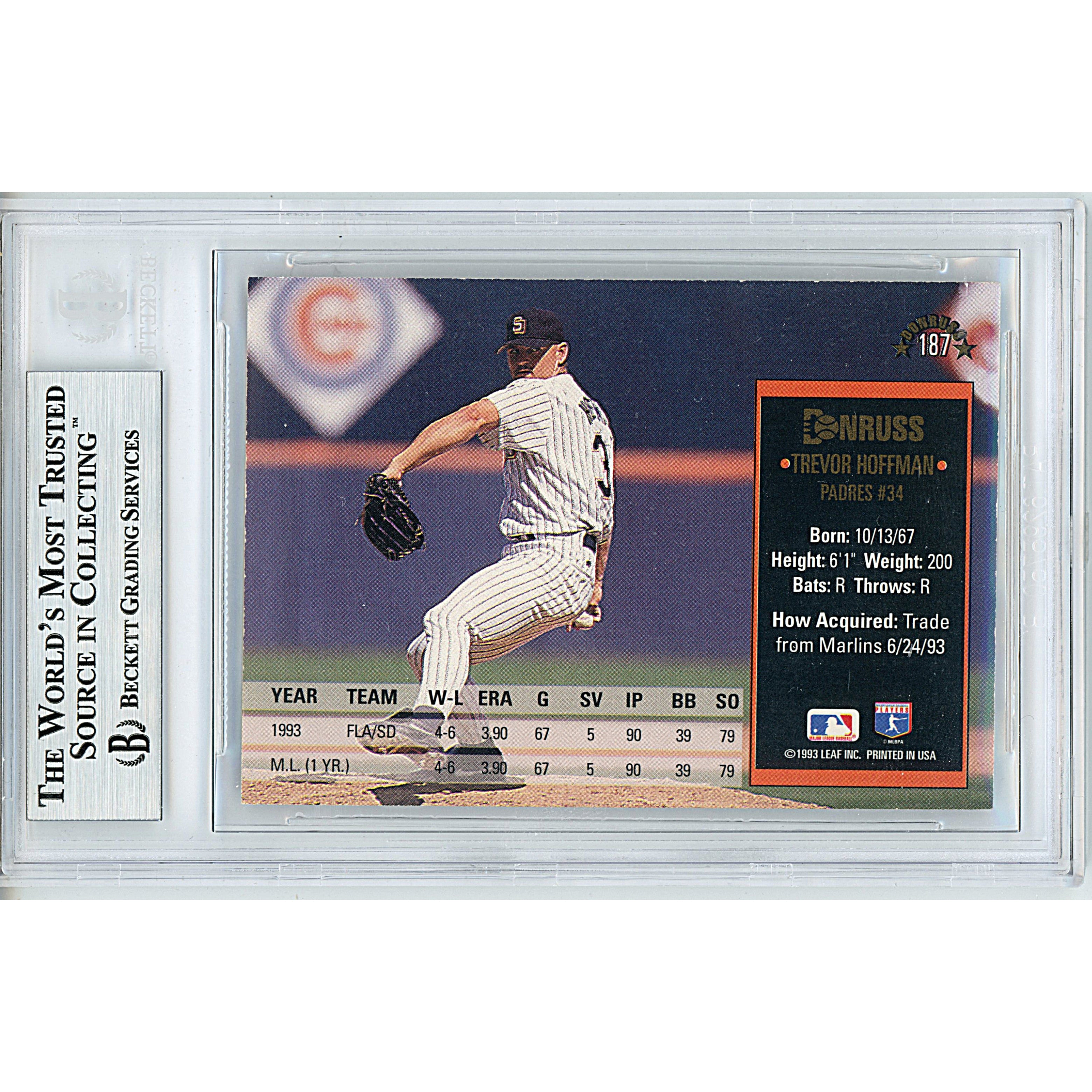 Trevor Hoffman signed trading card – signature close-up – Beckett COA