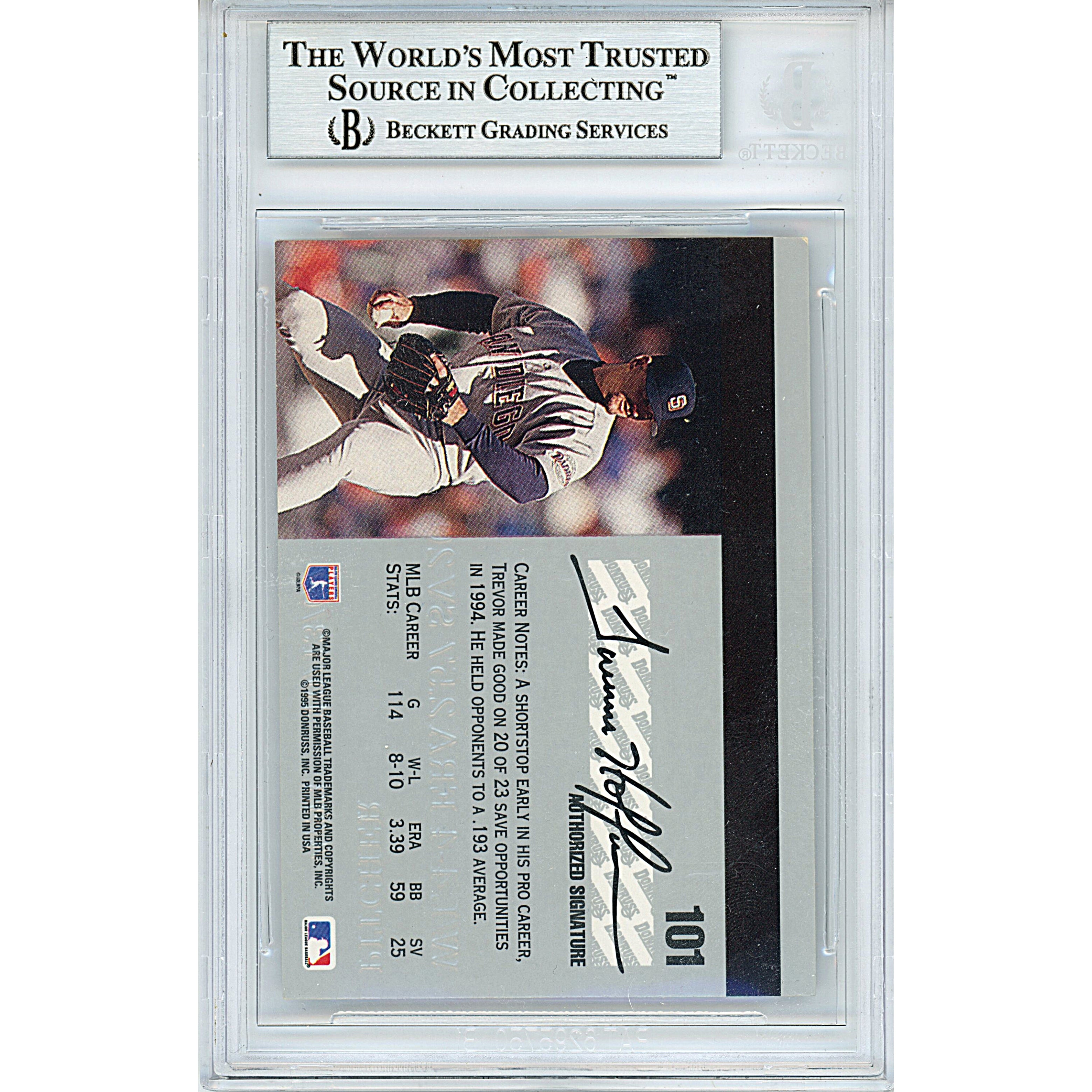 Trevor Hoffman trading card autograph – angled display – Beckett COA