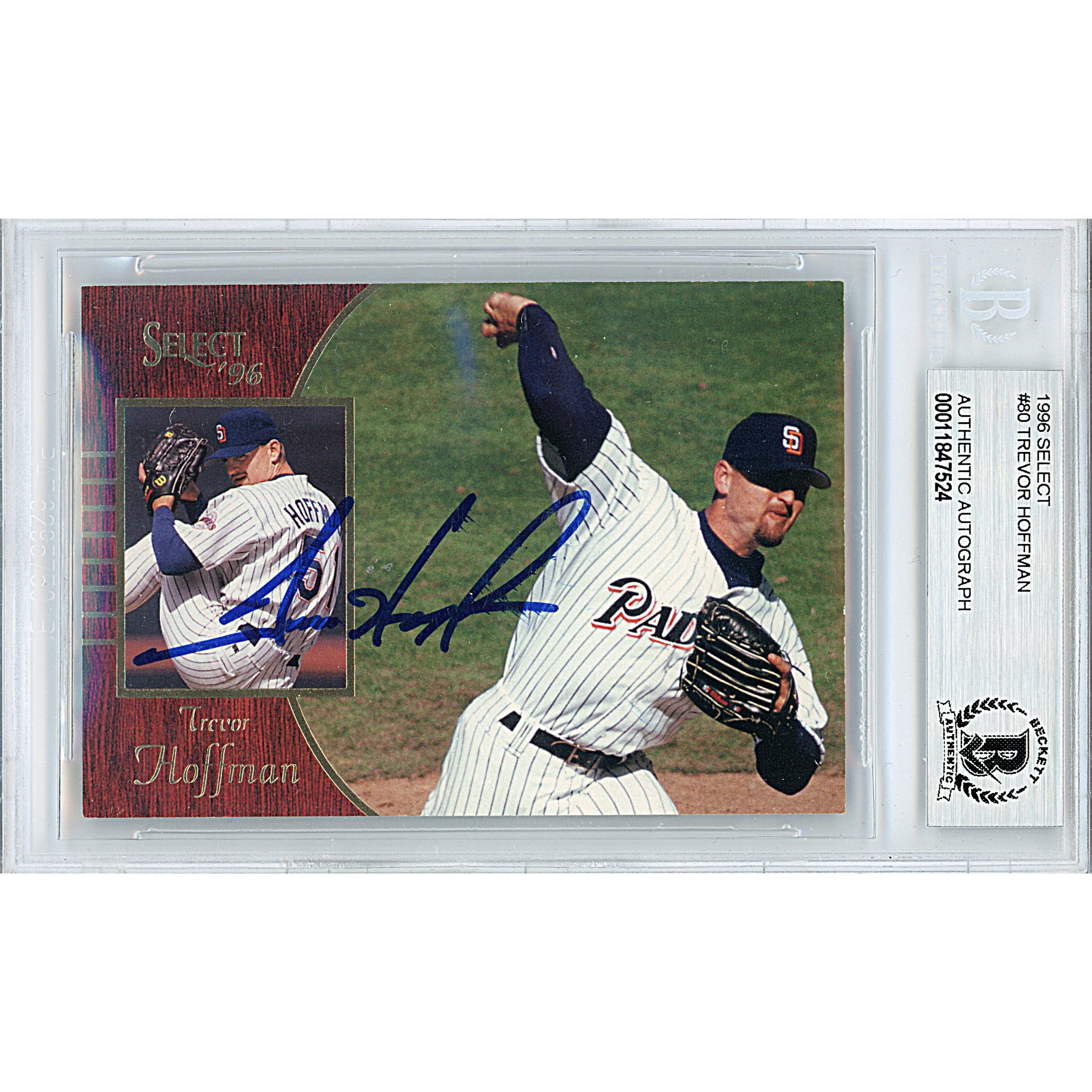 Trevor Hoffman autographed trading card – full view – Beckett COA