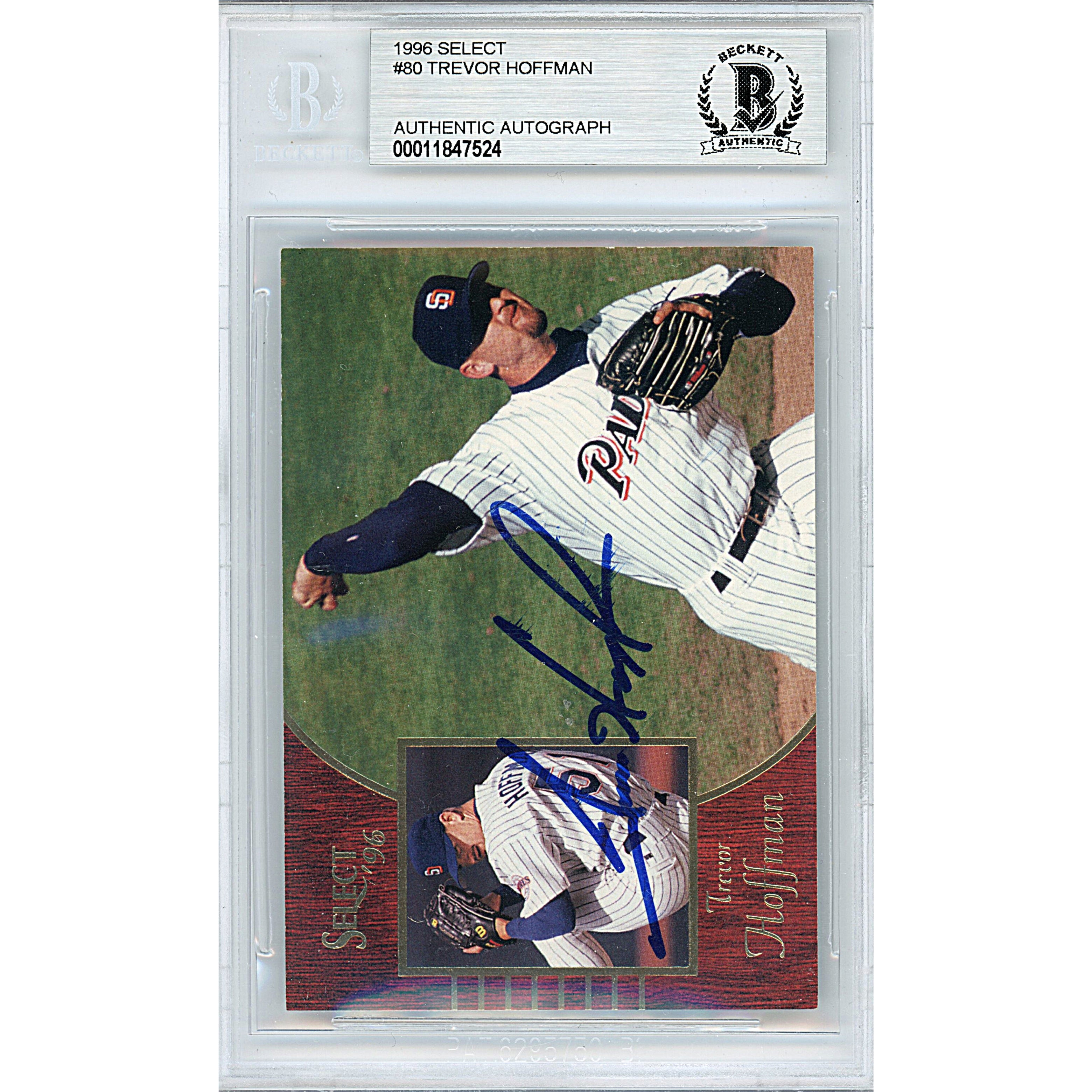Trevor Hoffman signed trading card – signature close-up – Beckett COA