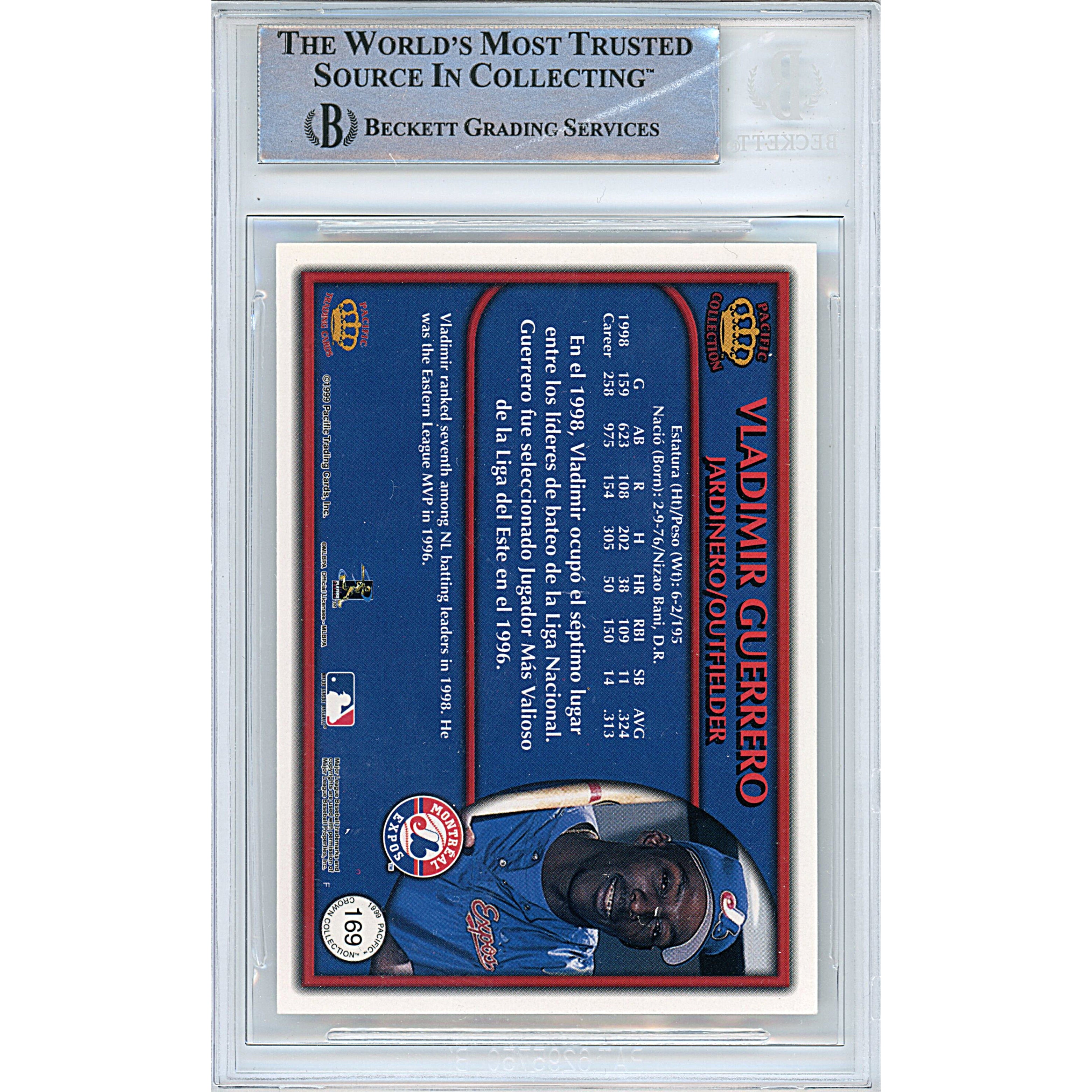 Vladimir Guerrero auto trading card – authentication sticker – Beckett COA