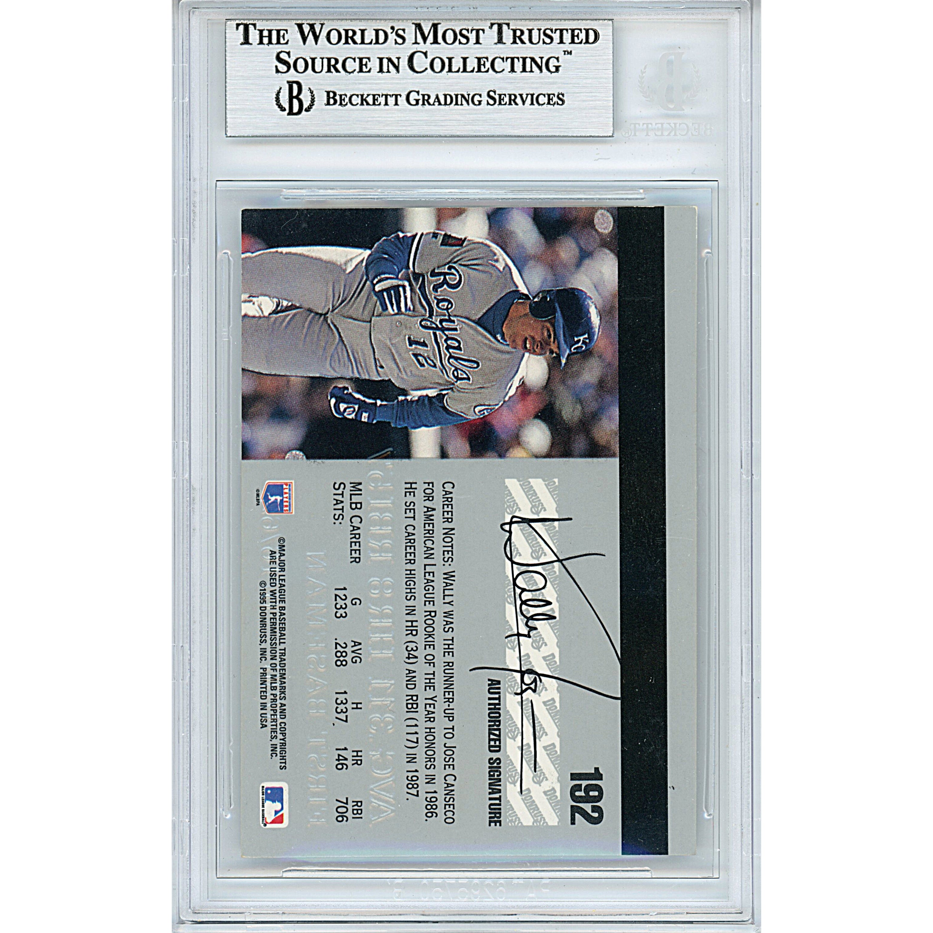 Wally Joyner trading card autograph – angled display – Beckett COA