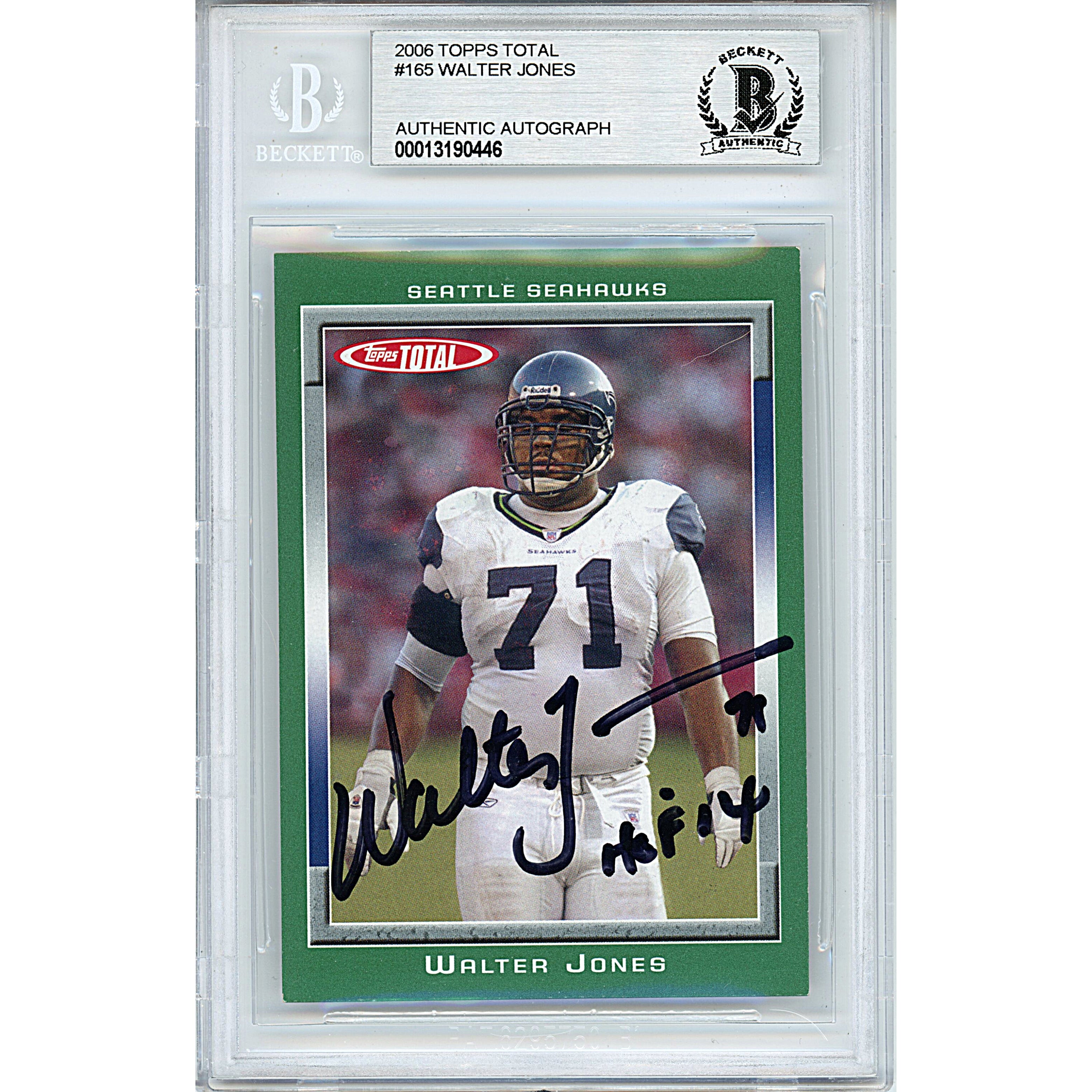 Walter Jones Signed Seahawks 2006 Topps Football Card Beckett