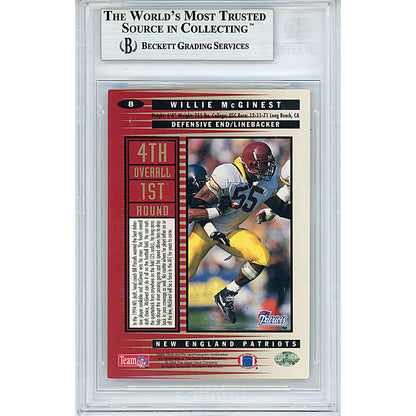 Footballs- Autographed- Willie McGinest Signed USC Trojans 1994 Collectors Choice Rookie Football Card Beckett BAS Slabbed 00013695467 - 102