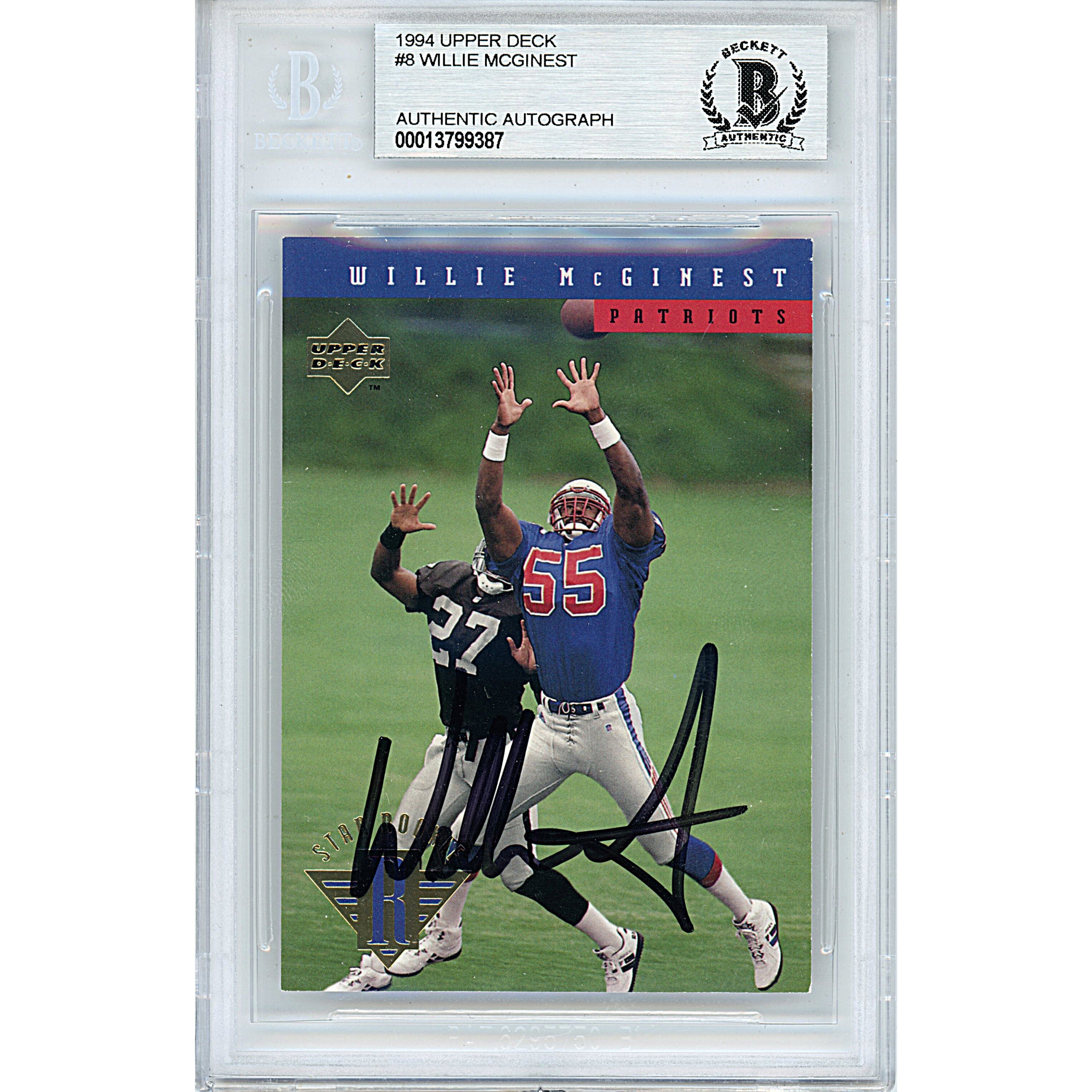 Willie McGinest autographed trading card – full view – Beckett COA