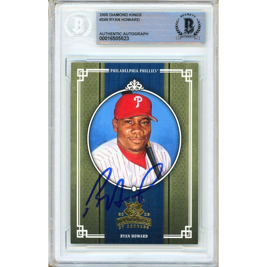 Baseballs- Autographed- Ryan Howard Philadelphia Phillies Signed 2005 Donruss Diamond Kings Trading Card Beckett Authentic Auto Slab Front