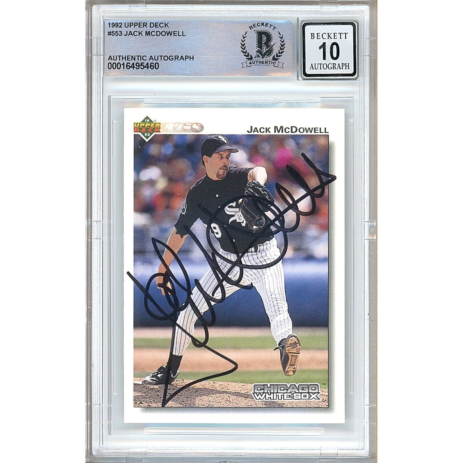 Baseballs- Autographed- Jack McDowell Chicago White Sox Signed 1992 Upper Deck Baseball Card Beckett Authentic Auto Slab Front