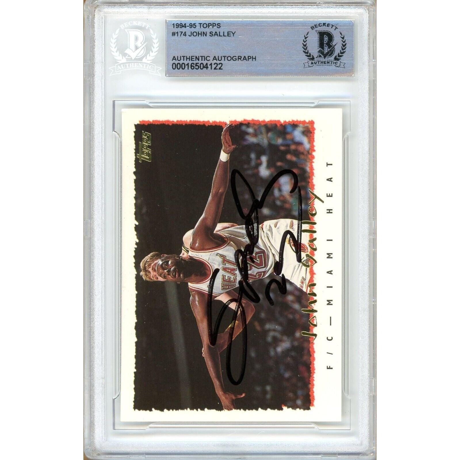 John Salley Miami Heat Autographed Signed Trading Card Beckett BAS