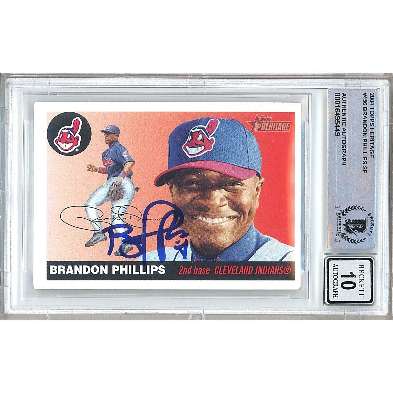 Brandon Phillips Topps Heritage Autographed Trading Card Beckett BGS