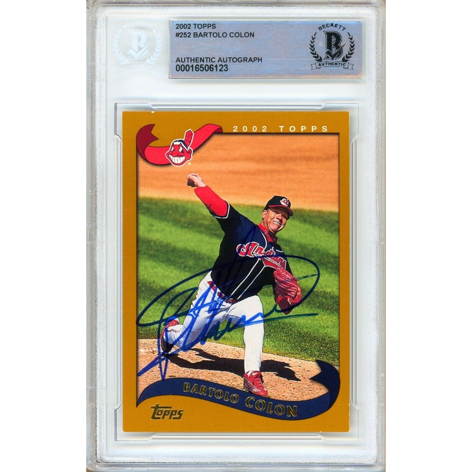 2002 Topps #252 Bartolo Colon Cleveland Indians Autographed Trading Card – Beckett BAS