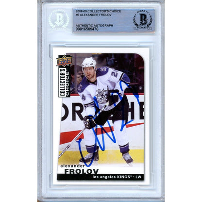 Hockey- Autographed- Alexander Frolov Los Angeles Kings Signed 2008-09 Collectors Choice Hockey Card Beckett Authentic Auto Slab Front