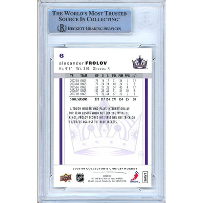 Hockey- Autographed- Alexander Frolov Los Angeles Kings Signed 2008-09 Collectors Choice Hockey Card Beckett Authentic Auto Slab Back