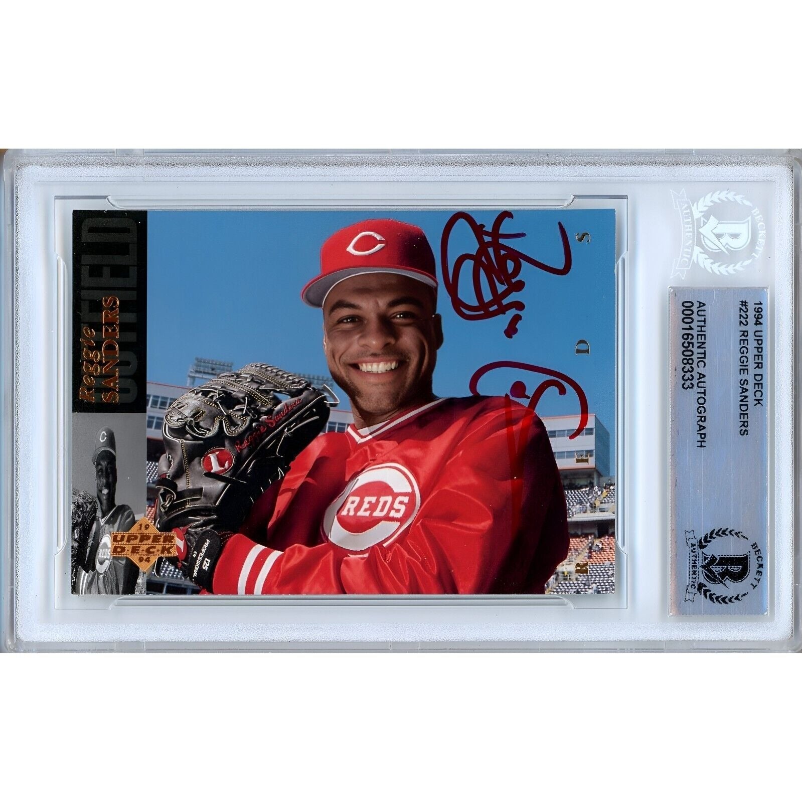Reggie Sanders Cincinnati Reds Signed Autographed Trading Card Beckett BAS