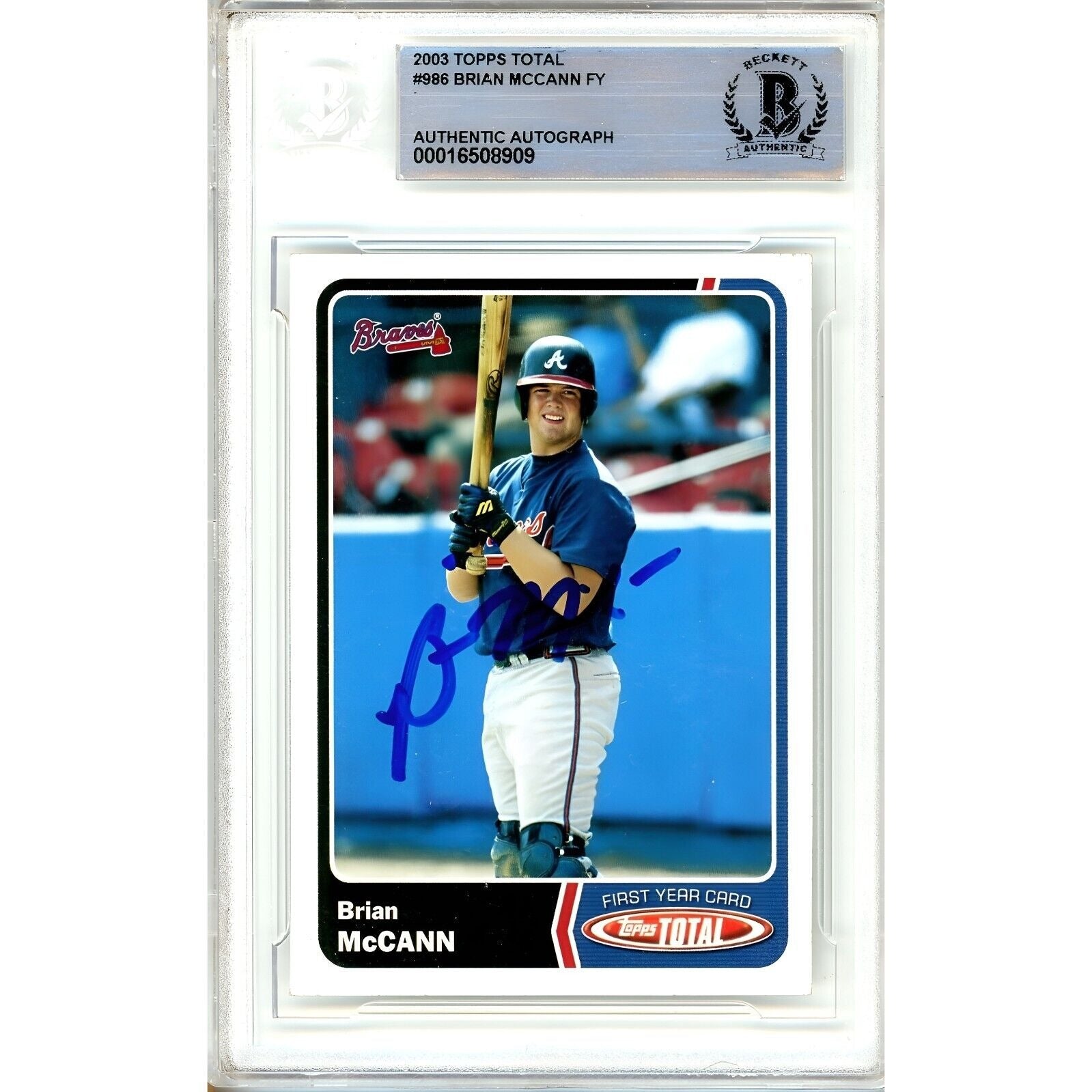 2003 Topps #986 Brian Mccann Atlanta Braves Autographed Trading Card – Beckett BAS