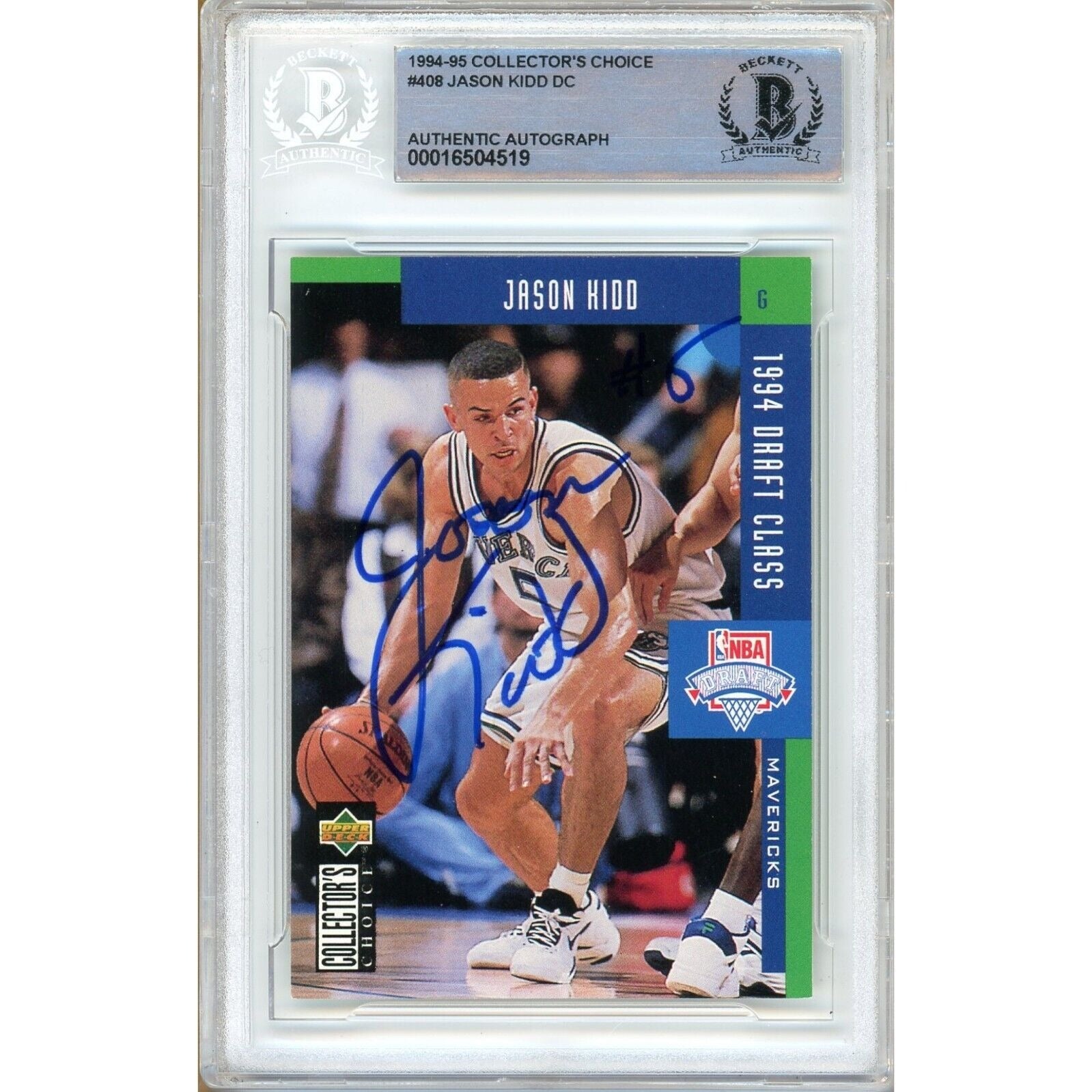 Jason Kidd Collectors Choice Autographed Trading Card Beckett BAS