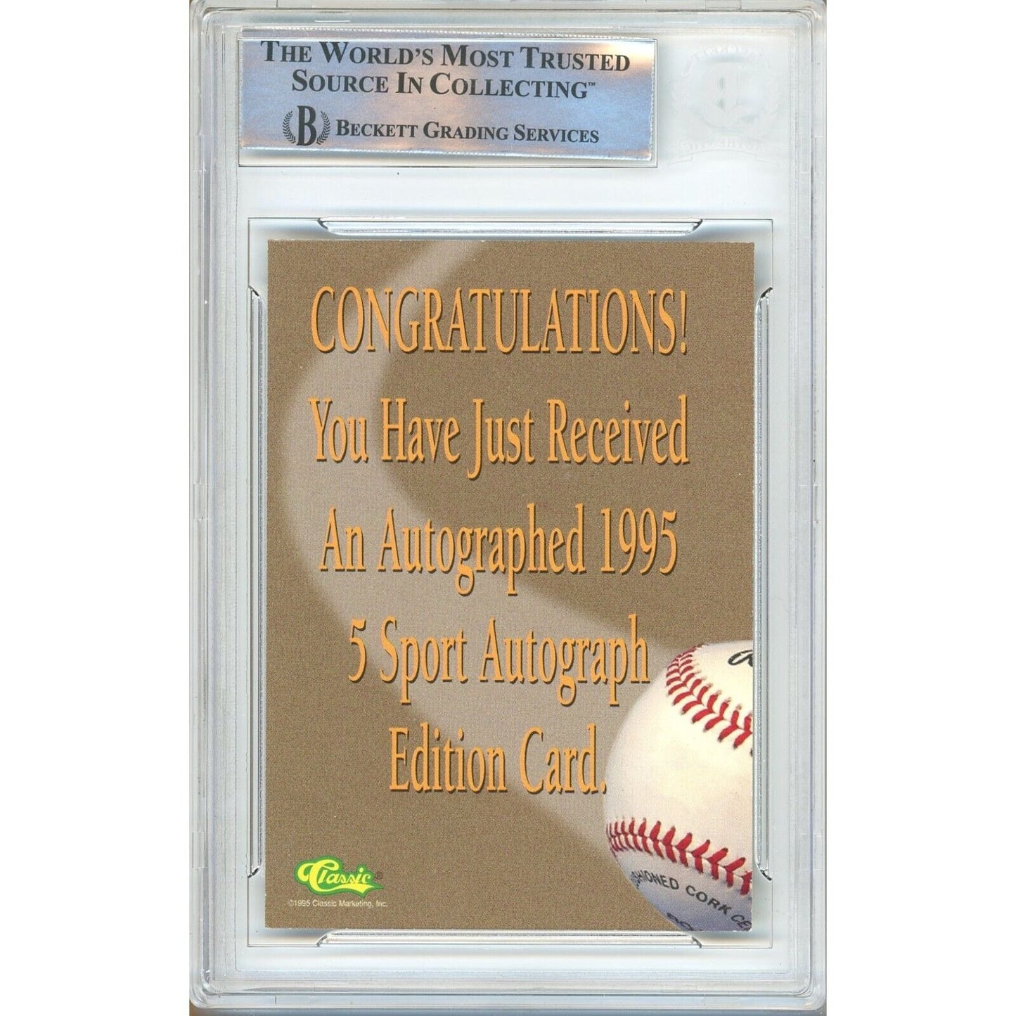 Baseballs- Autographed- Vladimir Guerrero Montreal Expos Signed 1995 Classic Five Sport Autographs Rookie Card Beckett Authentic Auto Slab Back