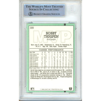 Baseballs- Autographed- Bobby Thigpen Chicago White Sox Signed 1991 Donruss MVP Baseball Card Beckett Authentic Auto Slab Back