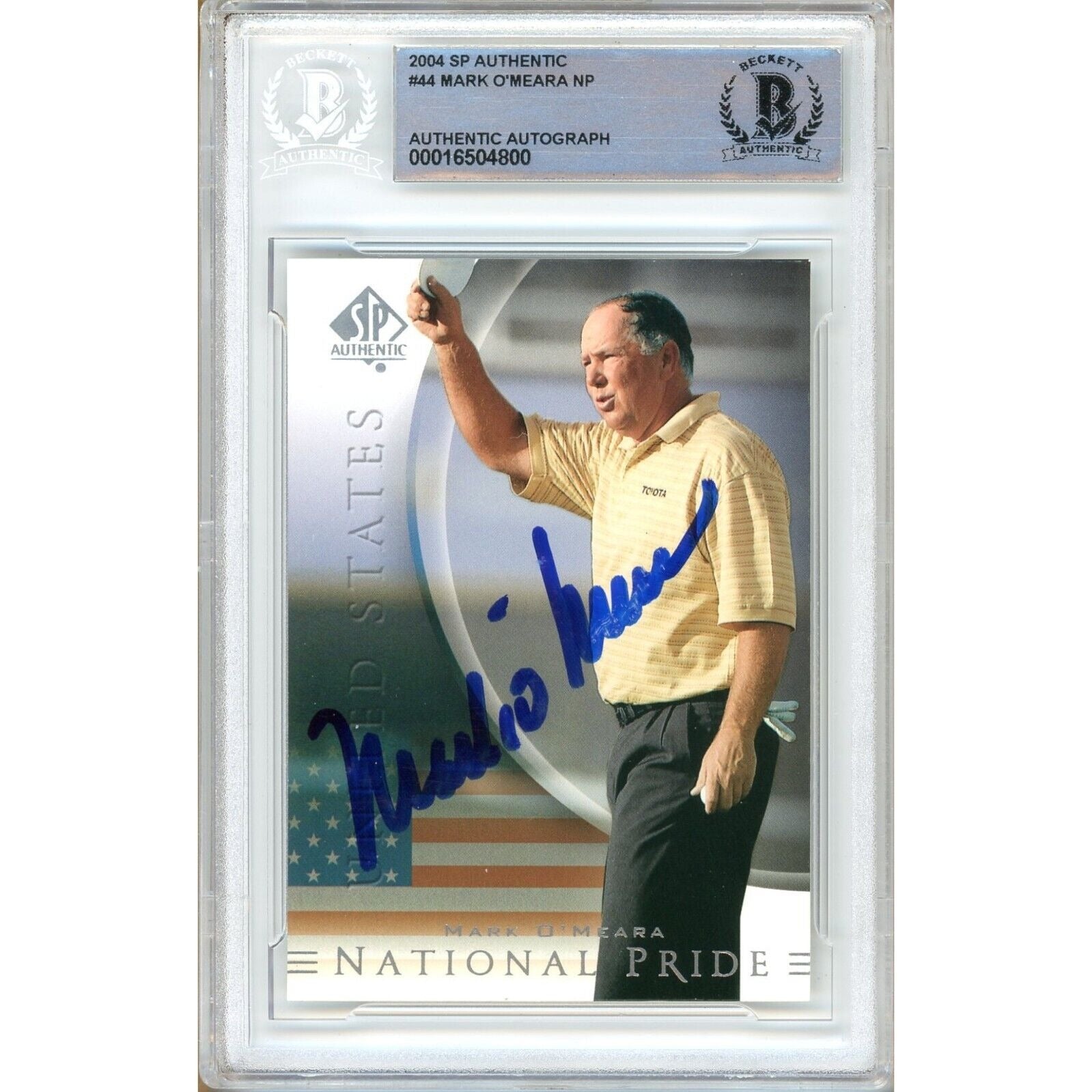 Mark O'Meara autographed trading card – full view – Beckett COA