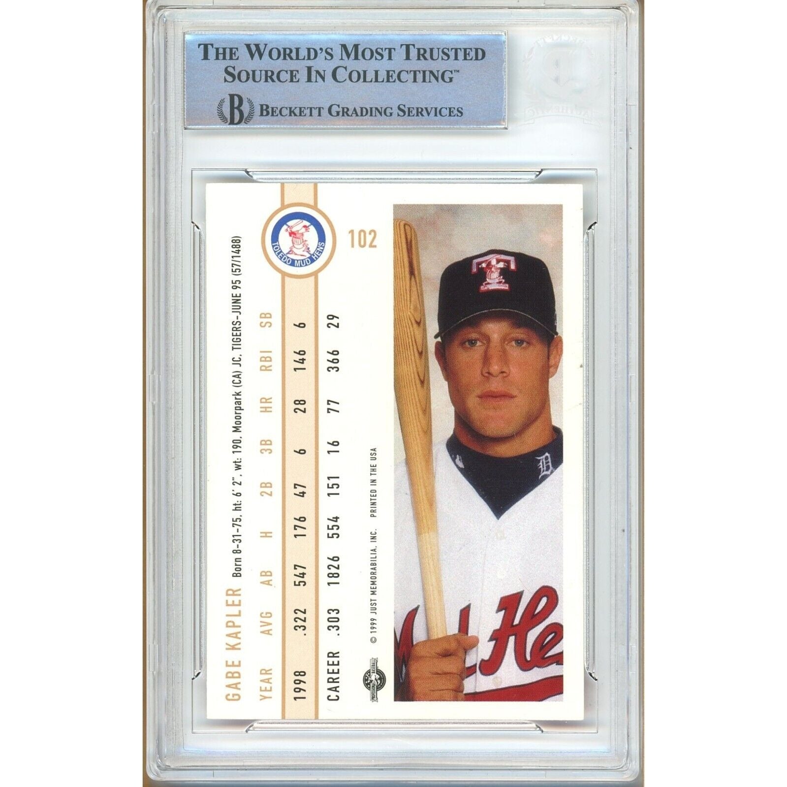 Gabe Kapler Detroit Tigers signed trading card – signature close-up – Beckett COA