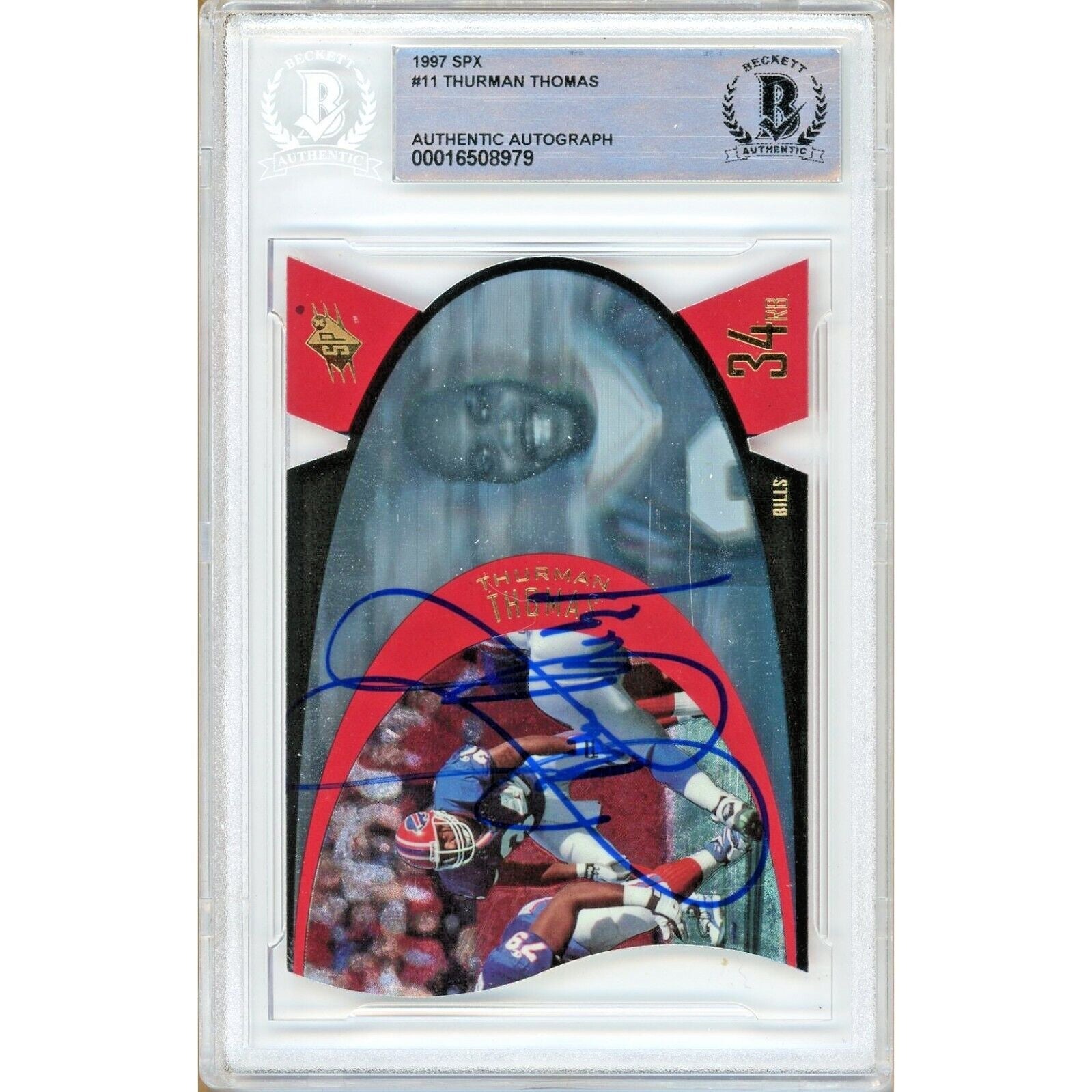 Thurman Thomas Buffalo Bills signed trading card – signature close-up – Beckett COA