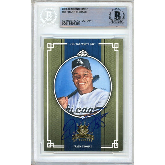 Baseballs- Autographed- Frank Thomas Signed Chicago White Sox 2005 Donruss Diamond Kings Baseball Card Beckett Authentic Auto Slab Front