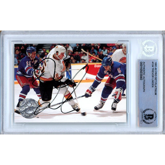 Hockey- Autographed- Trevor Linden Vancouver Canucks Signed 1991-92 Pro Set Platinum Trading Card Beckett Authentic Auto Slab Front