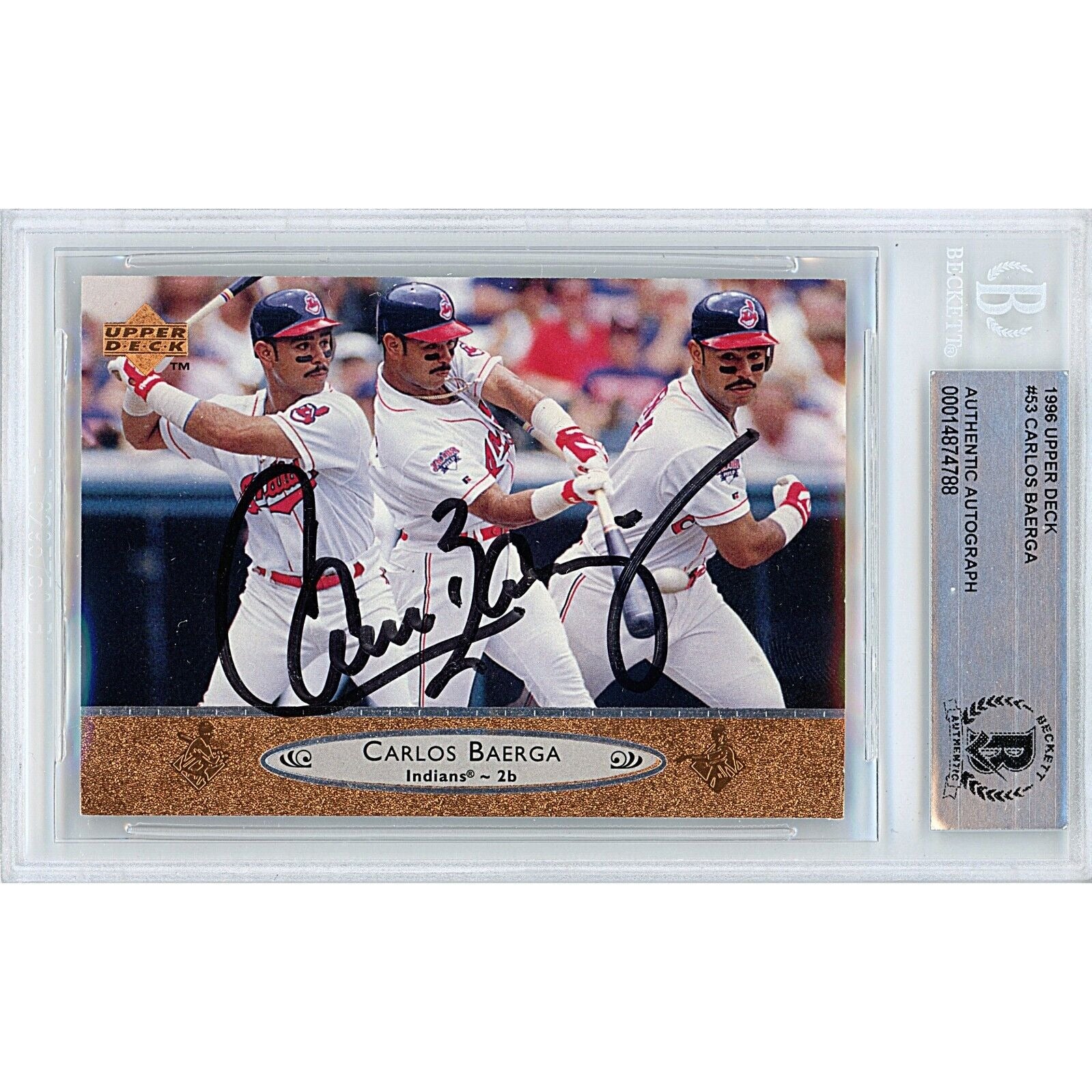 1996 Upper Deck Carlos Baerga Cleveland Indians Autographed Trading Card – Beckett BAS