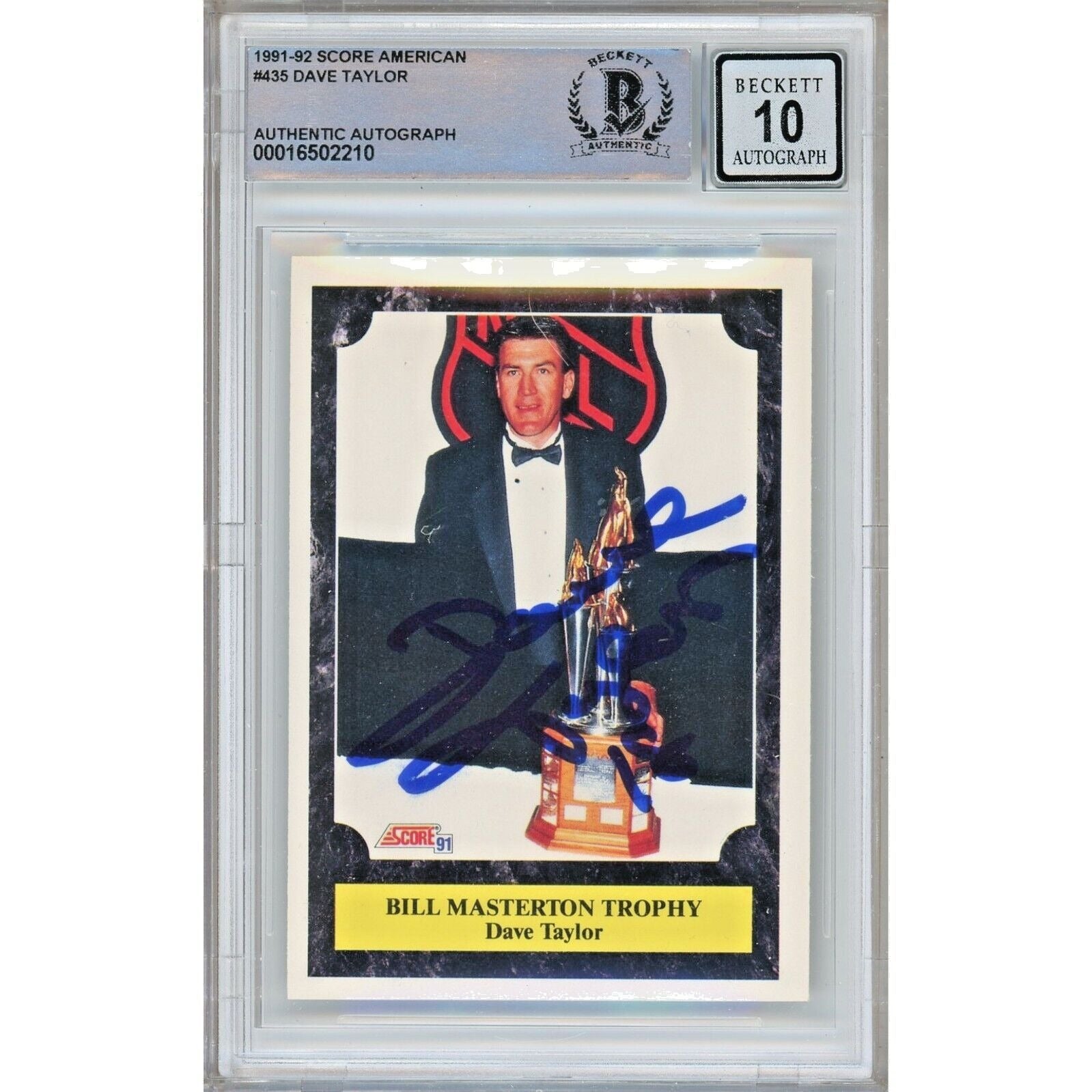 1991 Score #435 Dave Taylor Los Angeles Kings Autographed Trading Card – Beckett BAS