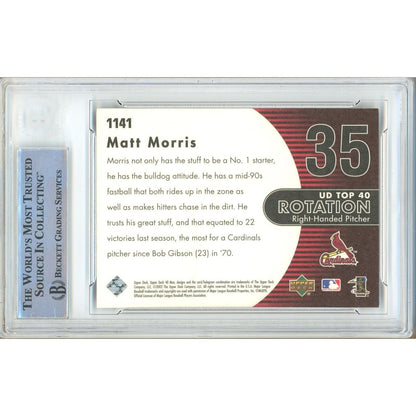 Baseballs- Autographed- Matt Morris St Louis Cardinals Signed 2002 Upper Deck 40 Man Baseball Card Beckett Authentic Auto Slab Back