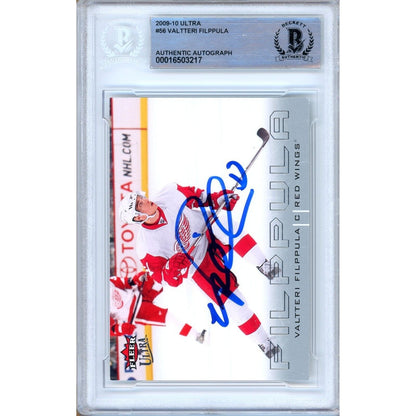 Hockey- Autographed- Valtteri Filppula Detroit RedWings Signed 2009-10 Fleer Ultra Trading Card Beckett Authentic Auto Slab Front