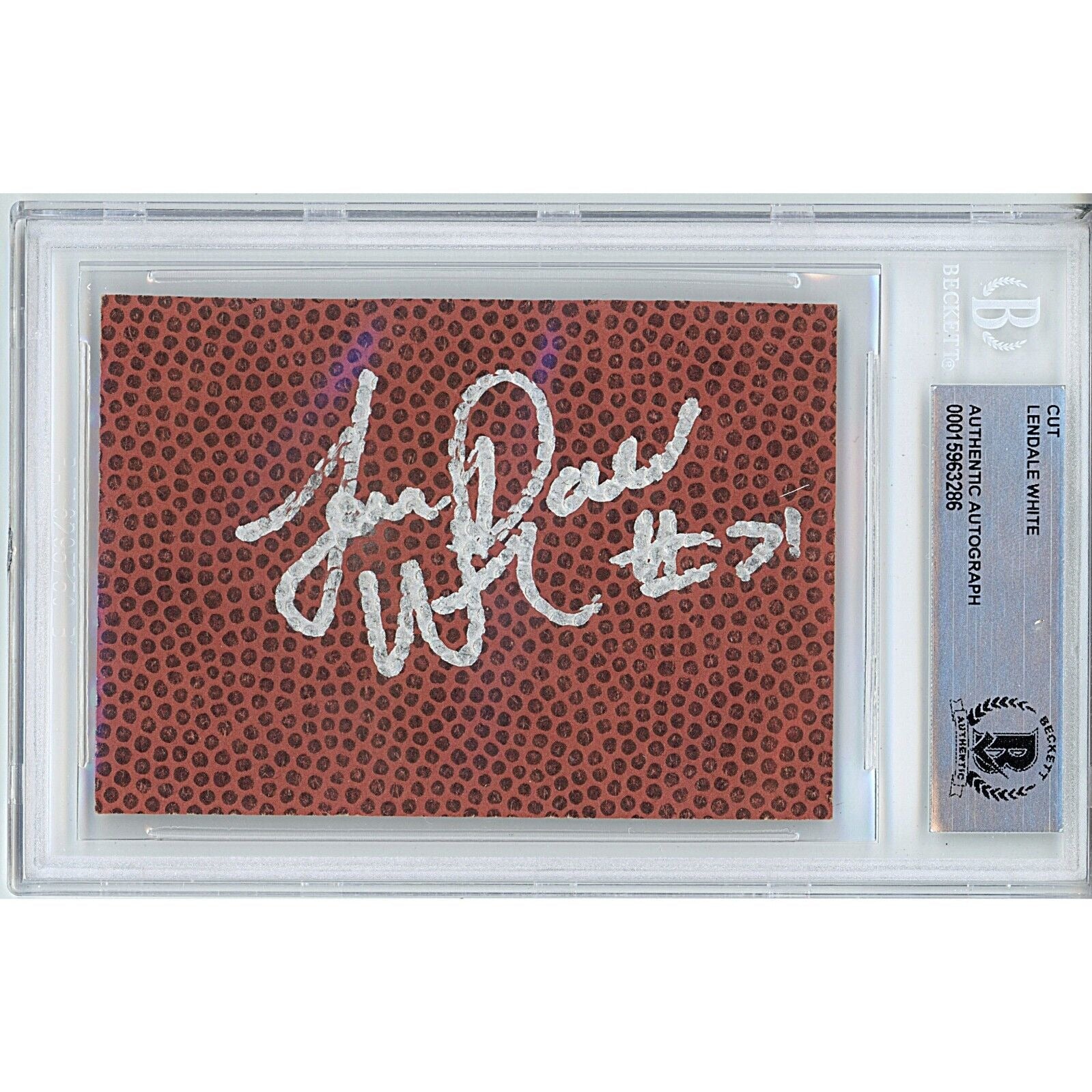 Footballs- Autographed- Lendale White USC Trojans Signed Football Signature Cut Beckett Authentic Auto Slab Front