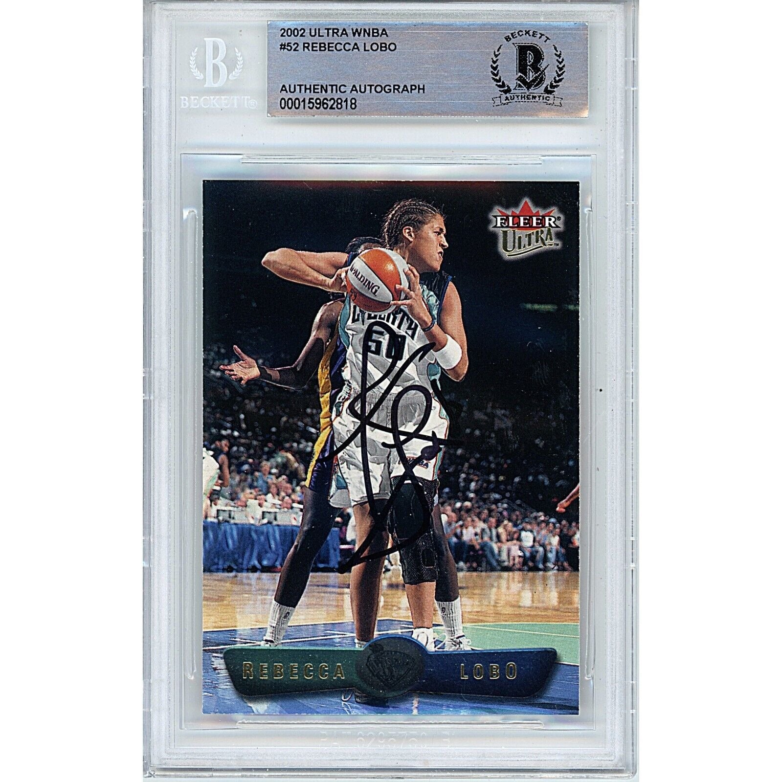 Rebecca Lobo New York Liberty autographed trading card – full view – Beckett COA