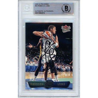 Basketball- Autographed- Rebecca Lobo New York Liberty Signed 2002 Fleer Ultra WNBA Trading Card Beckett Authentic Auto Slab Front