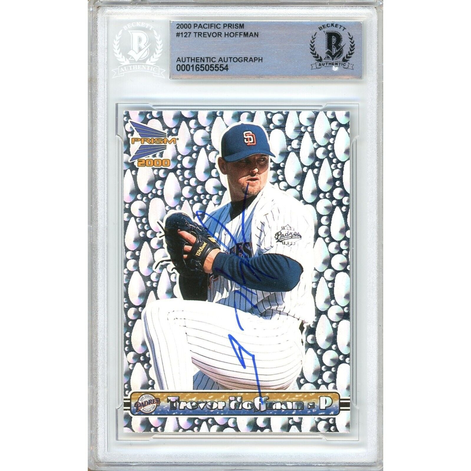 Trevor Hoffman San Diego Padres autographed trading card – full view – Beckett COA