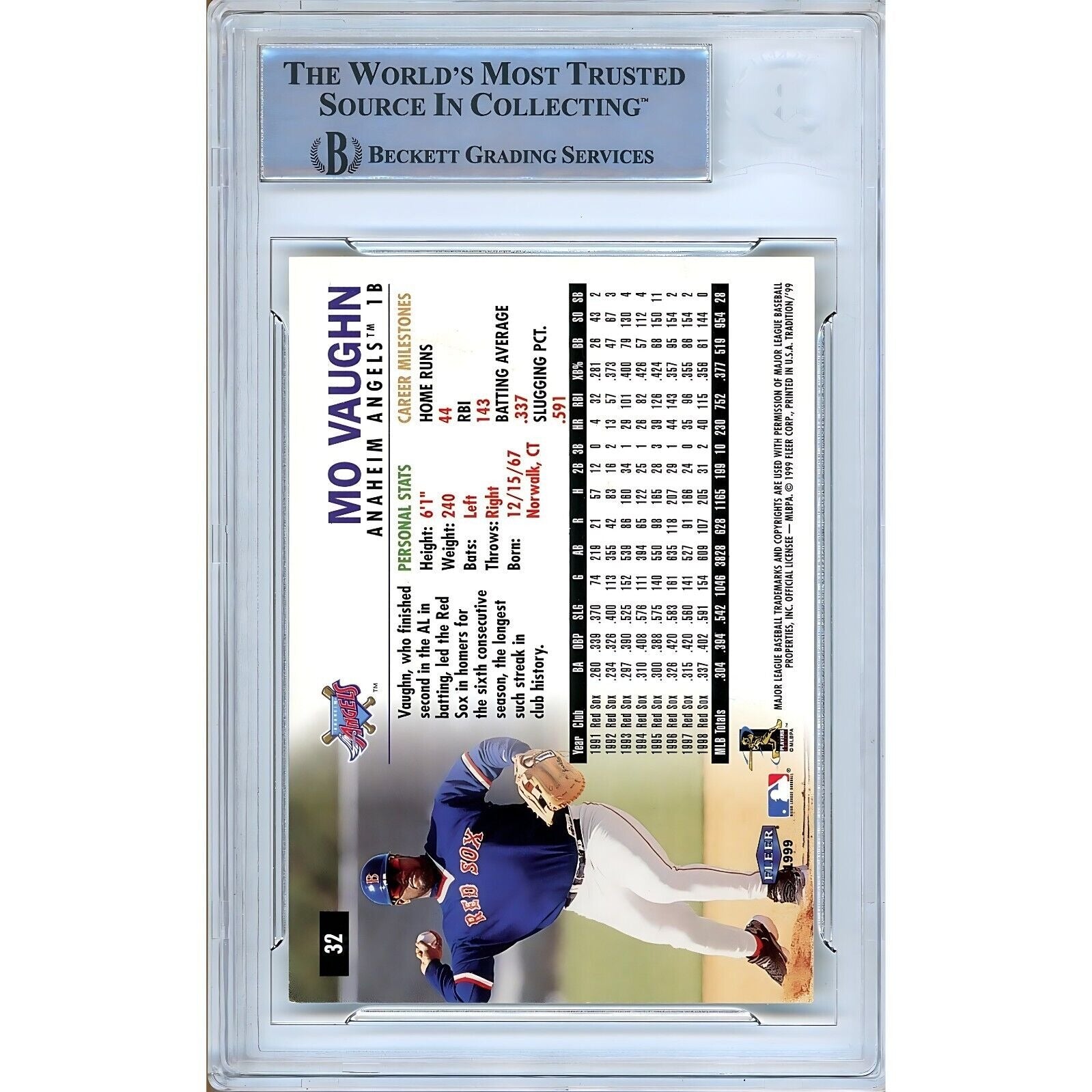 Mo Vaughn Boston Red Sox Autograph Trading Card Beckett BAS