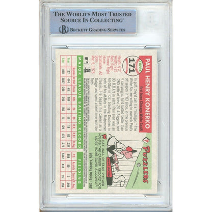 Baseballs- Autographed- Paul Konerko Chicago WhiteSox Signed 2004 Topps Heritage Baseball Card Beckett Authentic Auto Slab Back