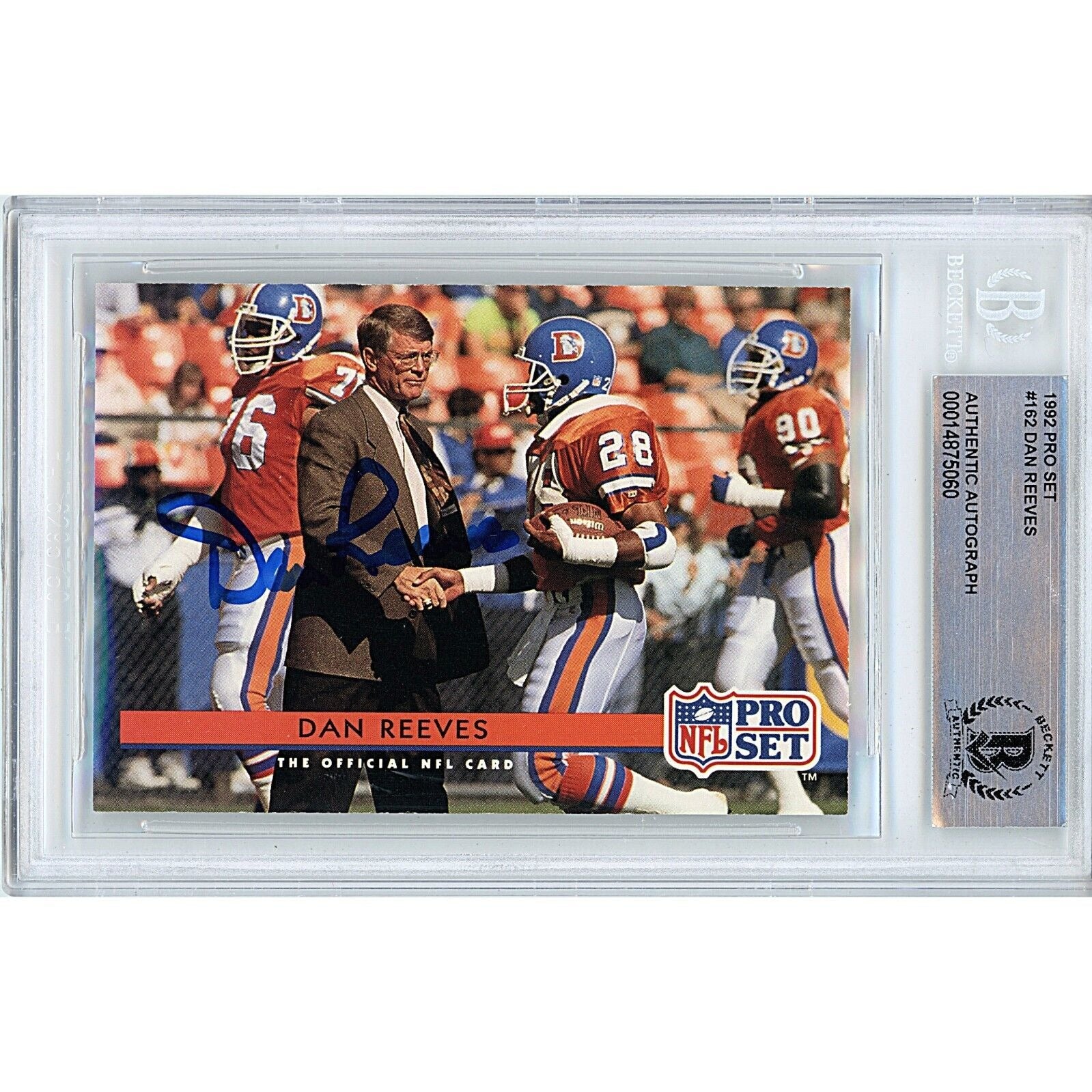 1992 Heritage #162 Dan Reeves Denver Broncos Autographed Trading Card – Beckett BAS