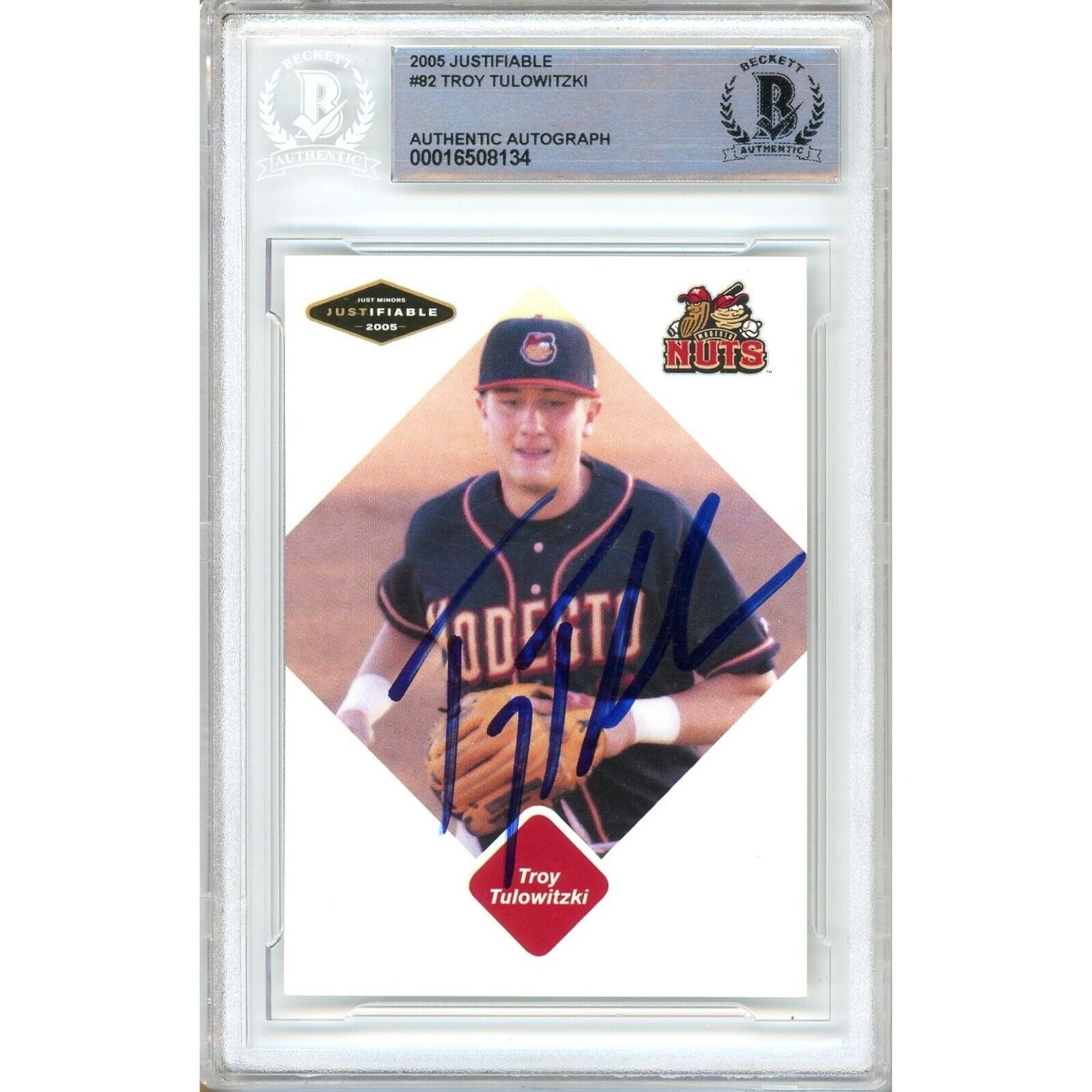 Troy Tulowitzki Colorado Rockies autographed trading card – full view – Beckett COA