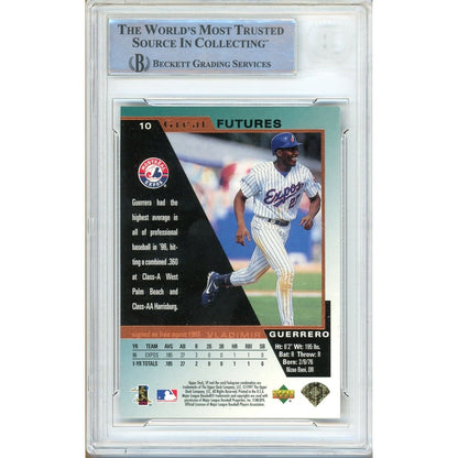 Baseballs- Autographed- Vladimir Guerrero Montreal Expos Signed 1997 Upper Deck SP Trading Card Beckett Authentic Auto Slab Back