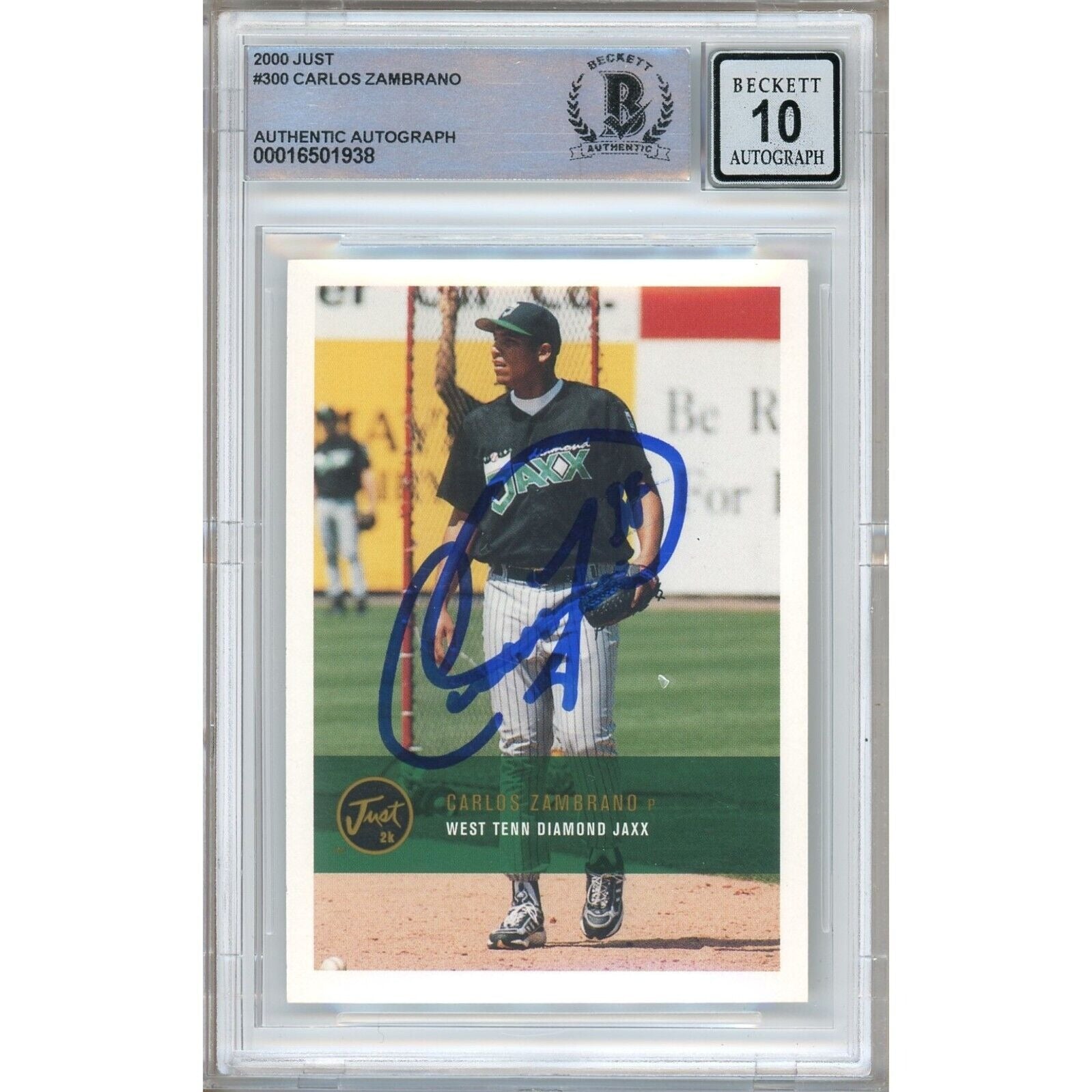 Carlos Zambrano Just Minors Autographed Trading Card Beckett BGS
