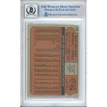 Billy Williams Chicago Cubs Signed 1972 Topps Baseball Card BGS Auto 10 Graded Slab