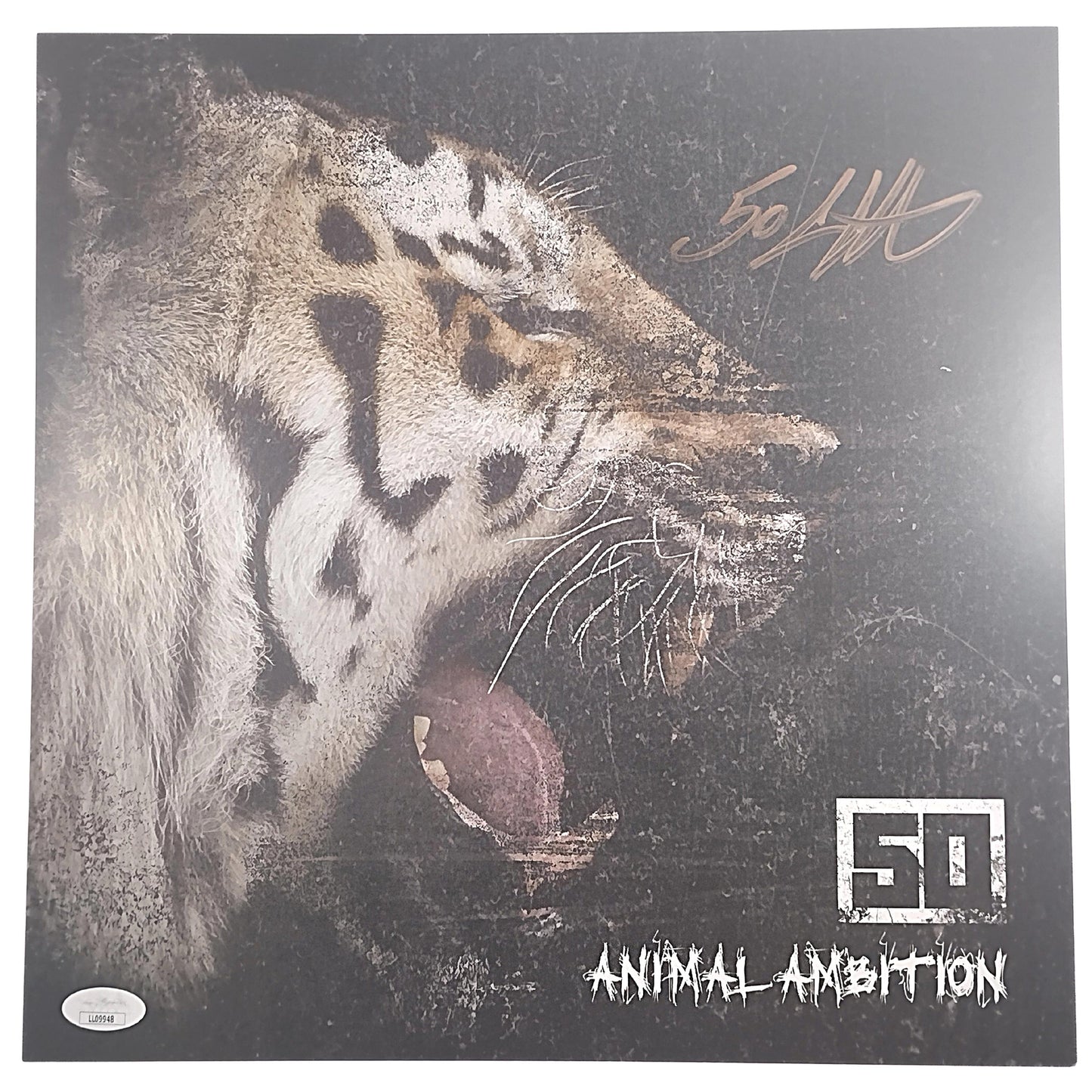 Music- Autographed- Rapper 50 Cent Signed Animal Ambition 12x12 Inch Record Album Flat Poster JSA Cert LL09948