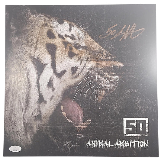 Music- Autographed- Rapper 50 Cent Signed Animal Ambition 12x12 Inch Record Album Flat Poster JSA Cert LL09948